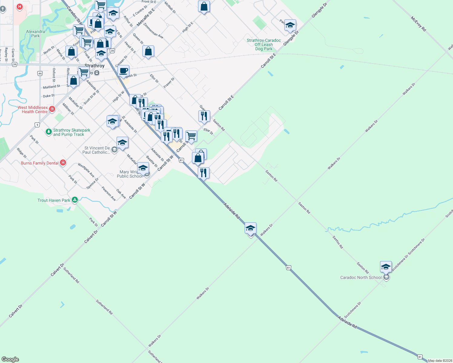 Strathroy Map 6 Velma Street, Strathroy ON - Walk Score