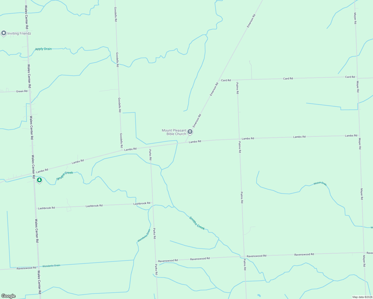 map of restaurants, bars, coffee shops, grocery stores, and more near 8237 Lambs Road in Goodells