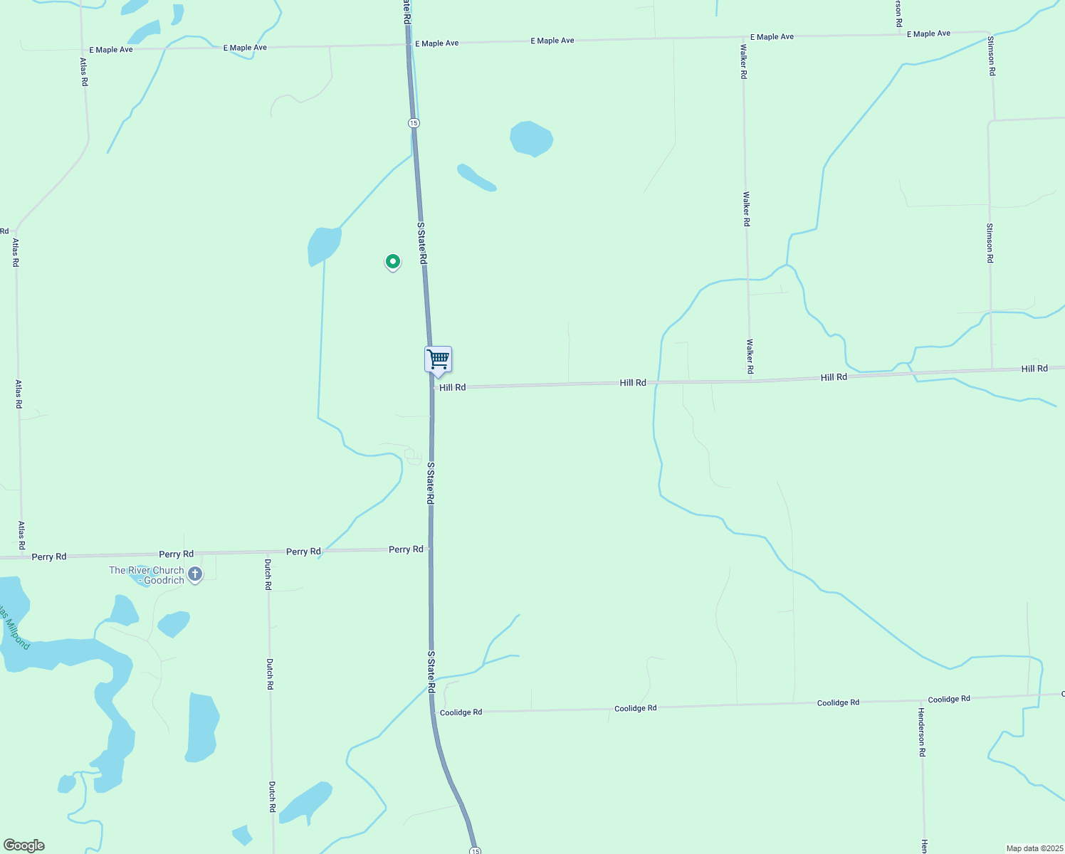 map of restaurants, bars, coffee shops, grocery stores, and more near 10406 Hill Road in Goodrich