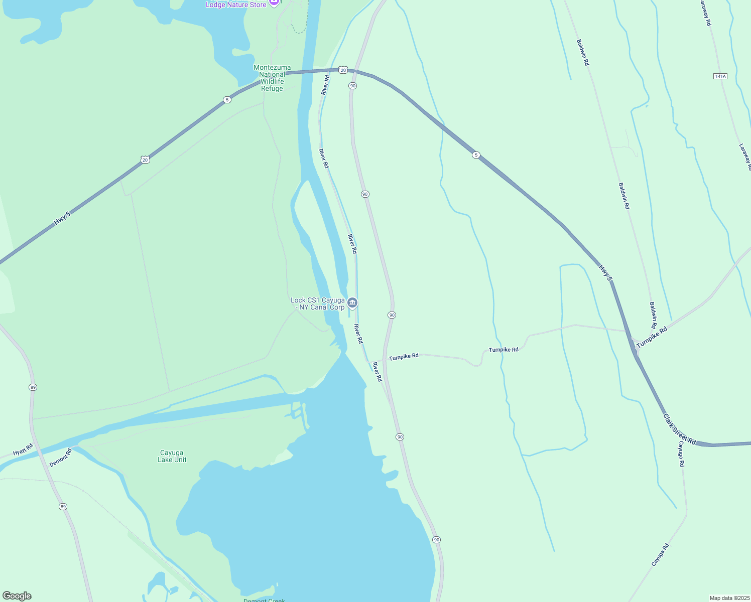 map of restaurants, bars, coffee shops, grocery stores, and more near 6819 New York 90 in Cayuga