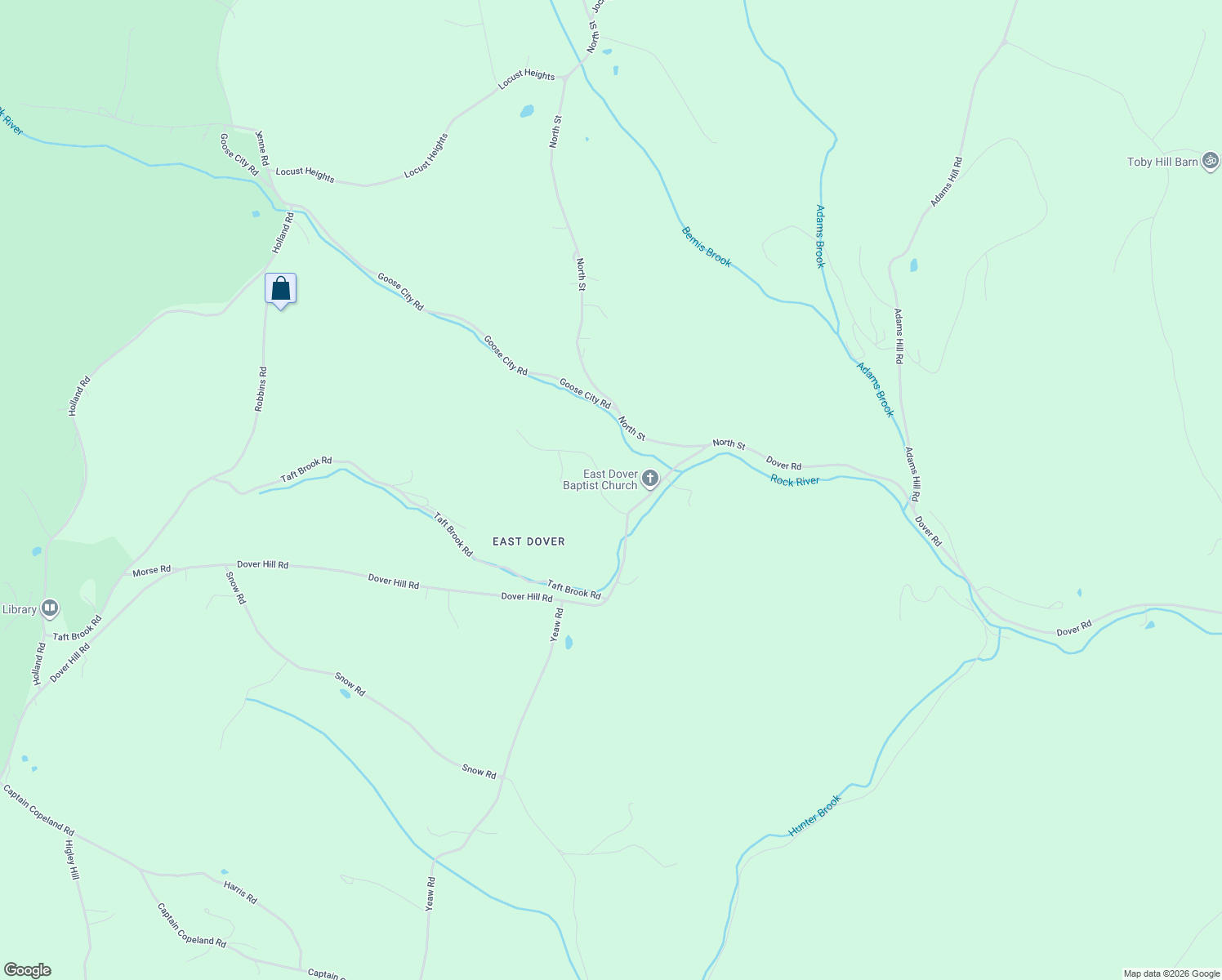 map of restaurants, bars, coffee shops, grocery stores, and more near 8 Brickyard Road in Dover