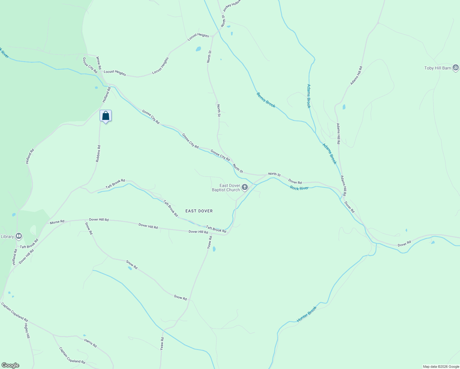 map of restaurants, bars, coffee shops, grocery stores, and more near 8 Brickyard Road in Dover