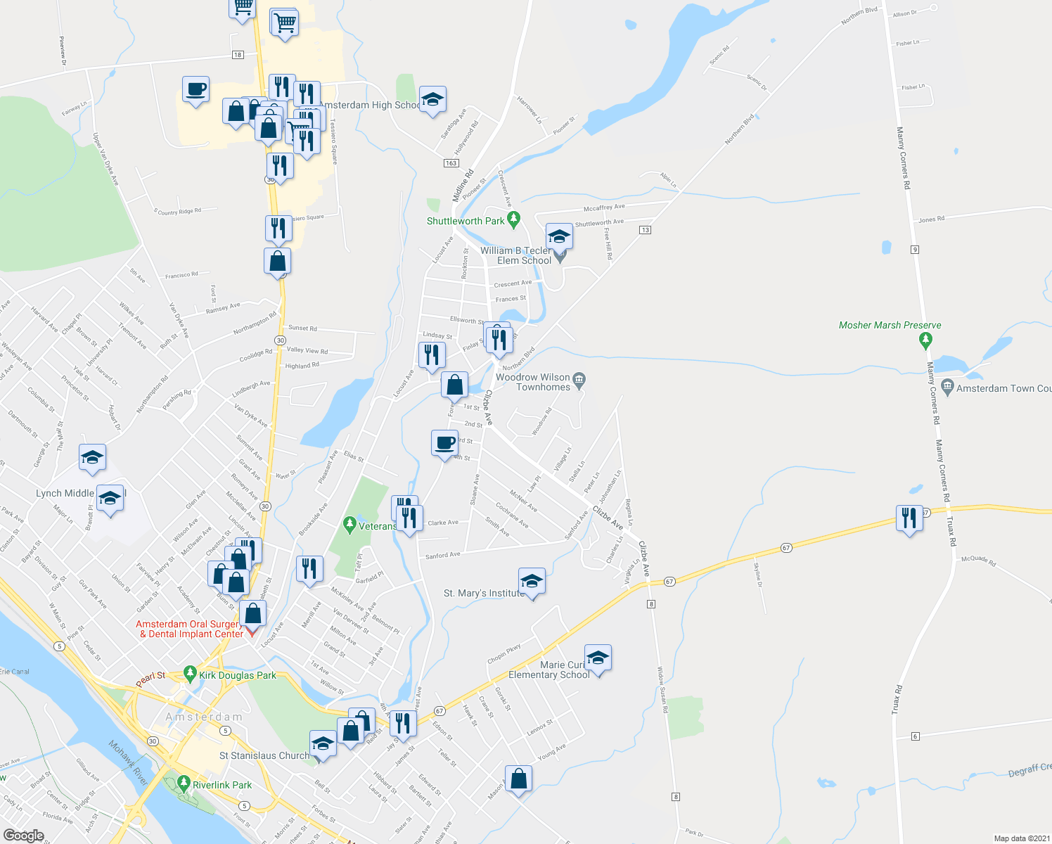 map of restaurants, bars, coffee shops, grocery stores, and more near 6 Wilton Rd in Amsterdam