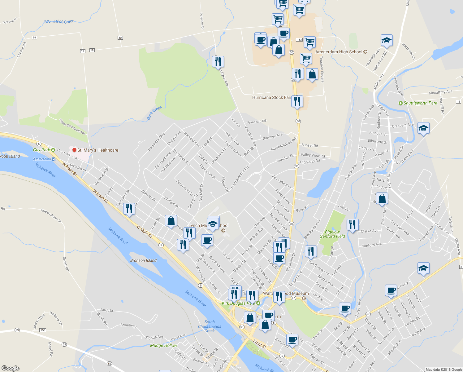 map of restaurants, bars, coffee shops, grocery stores, and more near 74 Northampton Road in Amsterdam
