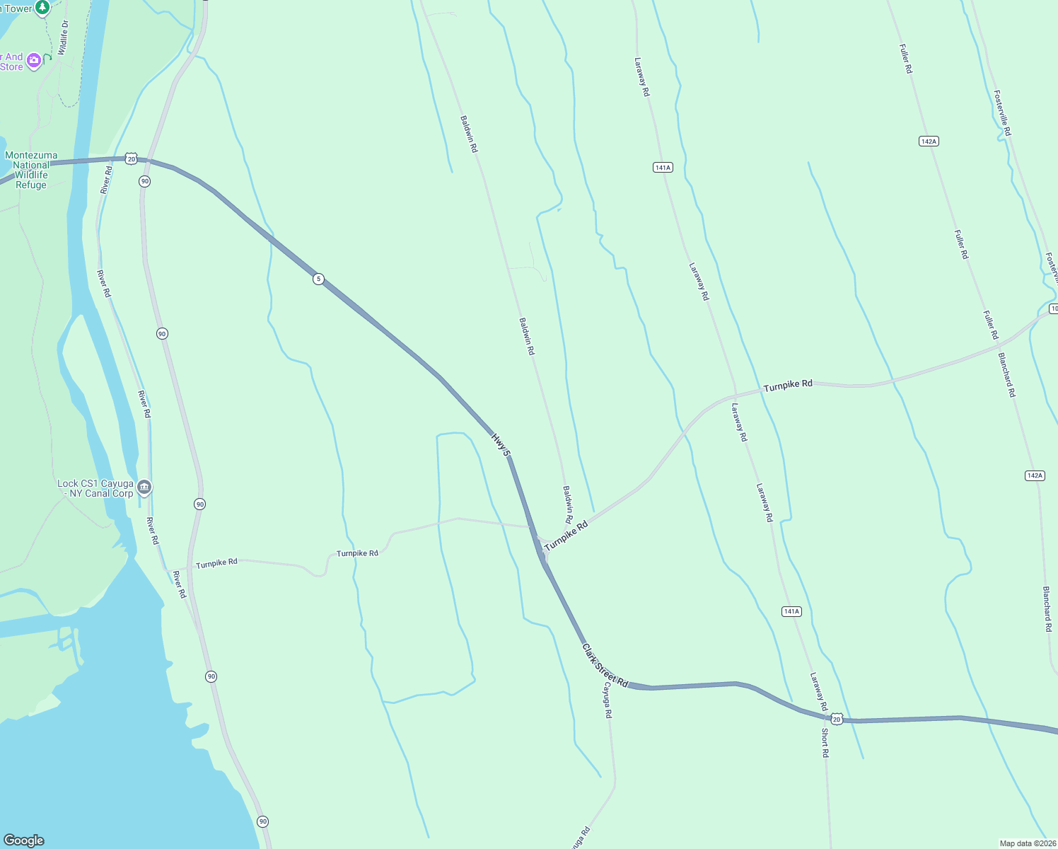 map of restaurants, bars, coffee shops, grocery stores, and more near 6875 Baldwin Rd in Cayuga