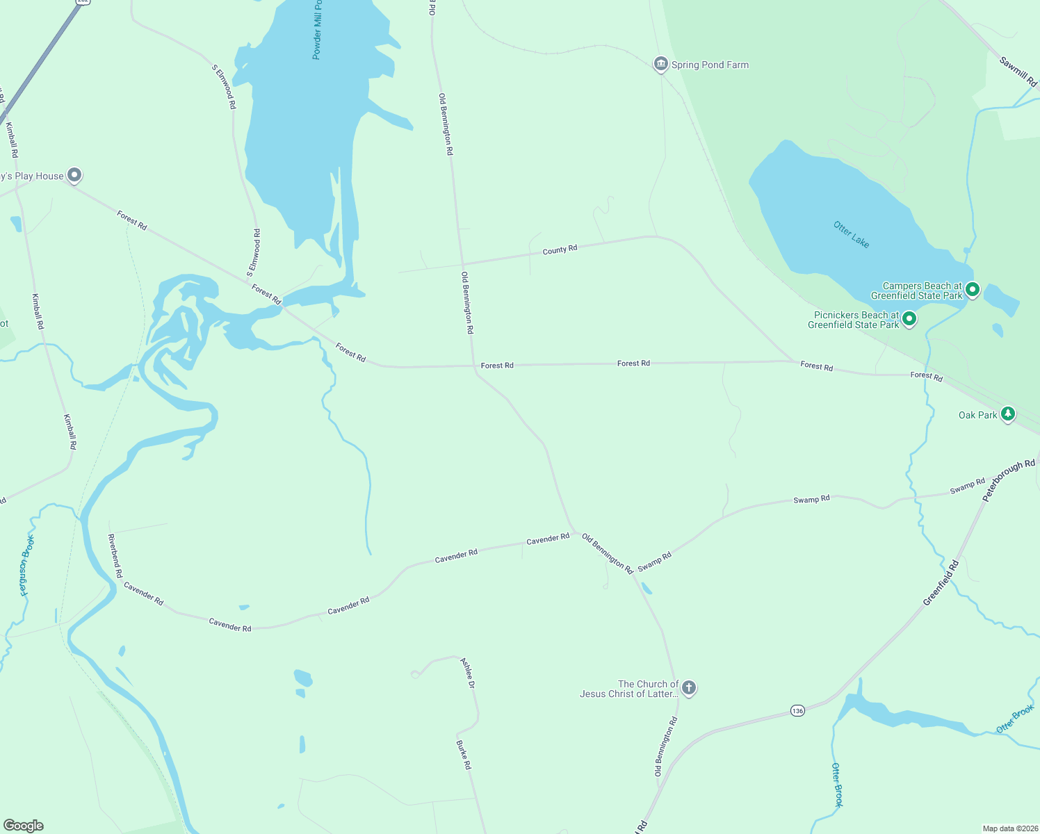 map of restaurants, bars, coffee shops, grocery stores, and more near 289 Old Bennington Rd in Greenfield