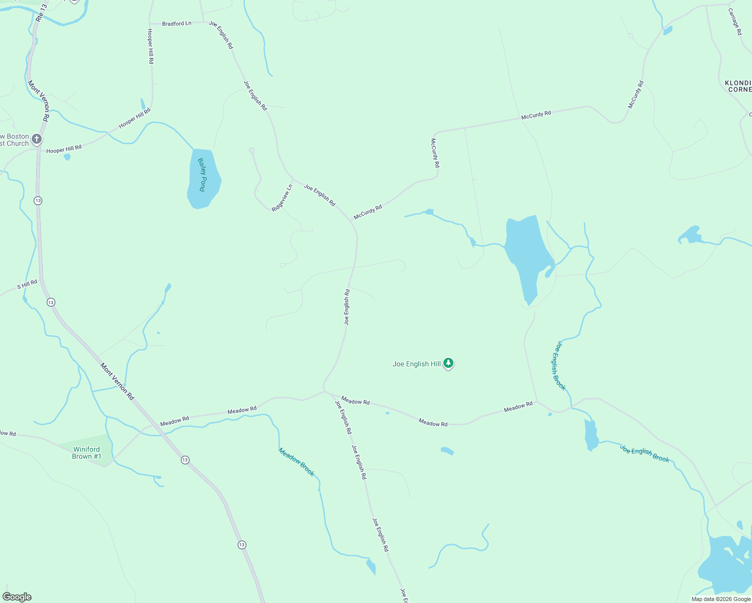 map of restaurants, bars, coffee shops, grocery stores, and more near 225 Joe English Road in New Boston