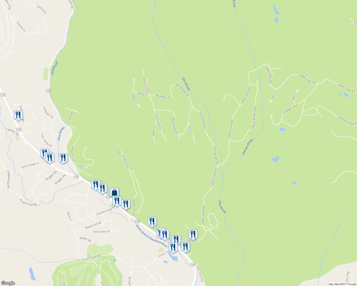 map of restaurants, bars, coffee shops, grocery stores, and more near 8 Twin Rocks Road in Dover