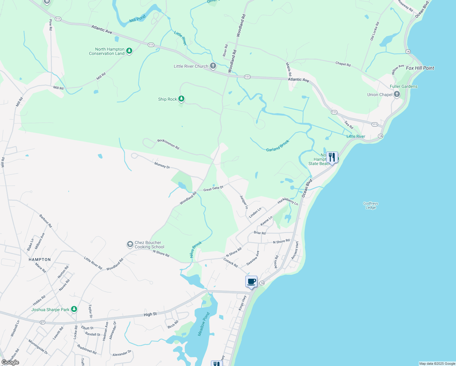 map of restaurants, bars, coffee shops, grocery stores, and more near 18 Great Gate Dr in Hampton