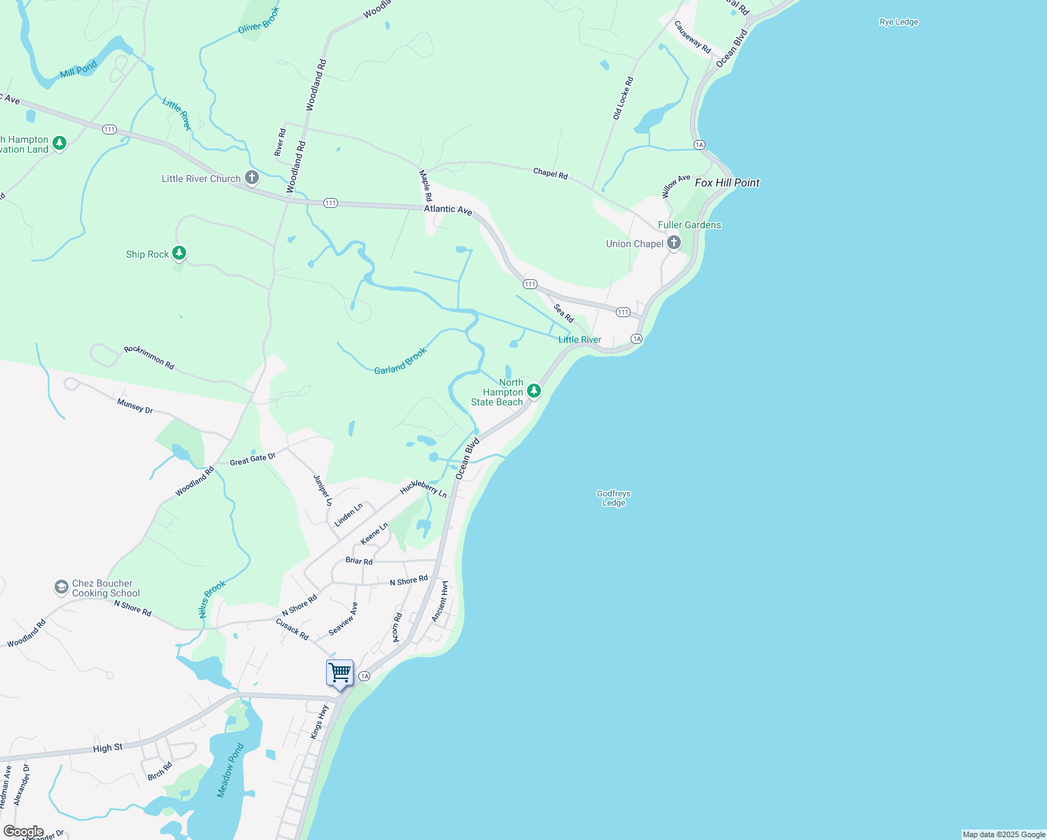 map of restaurants, bars, coffee shops, grocery stores, and more near 15 Ocean Boulevard in North Hampton