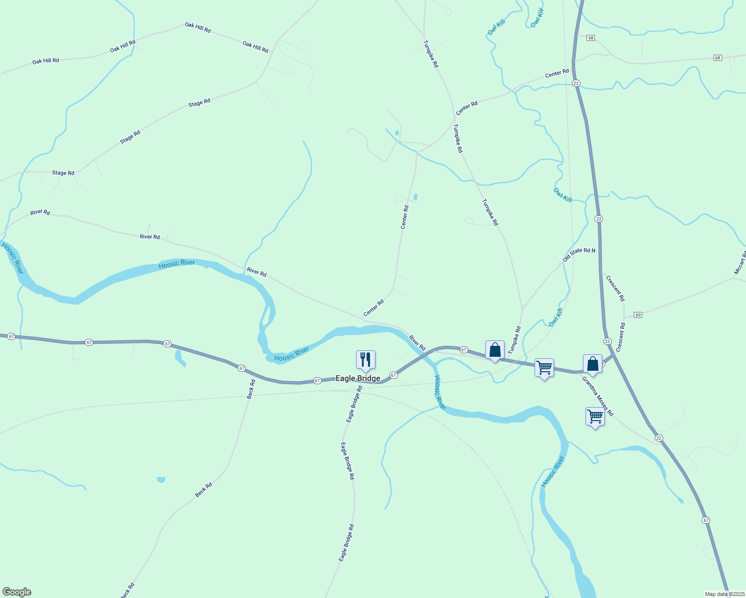 map of restaurants, bars, coffee shops, grocery stores, and more near 26 Center Road in Eagle Bridge
