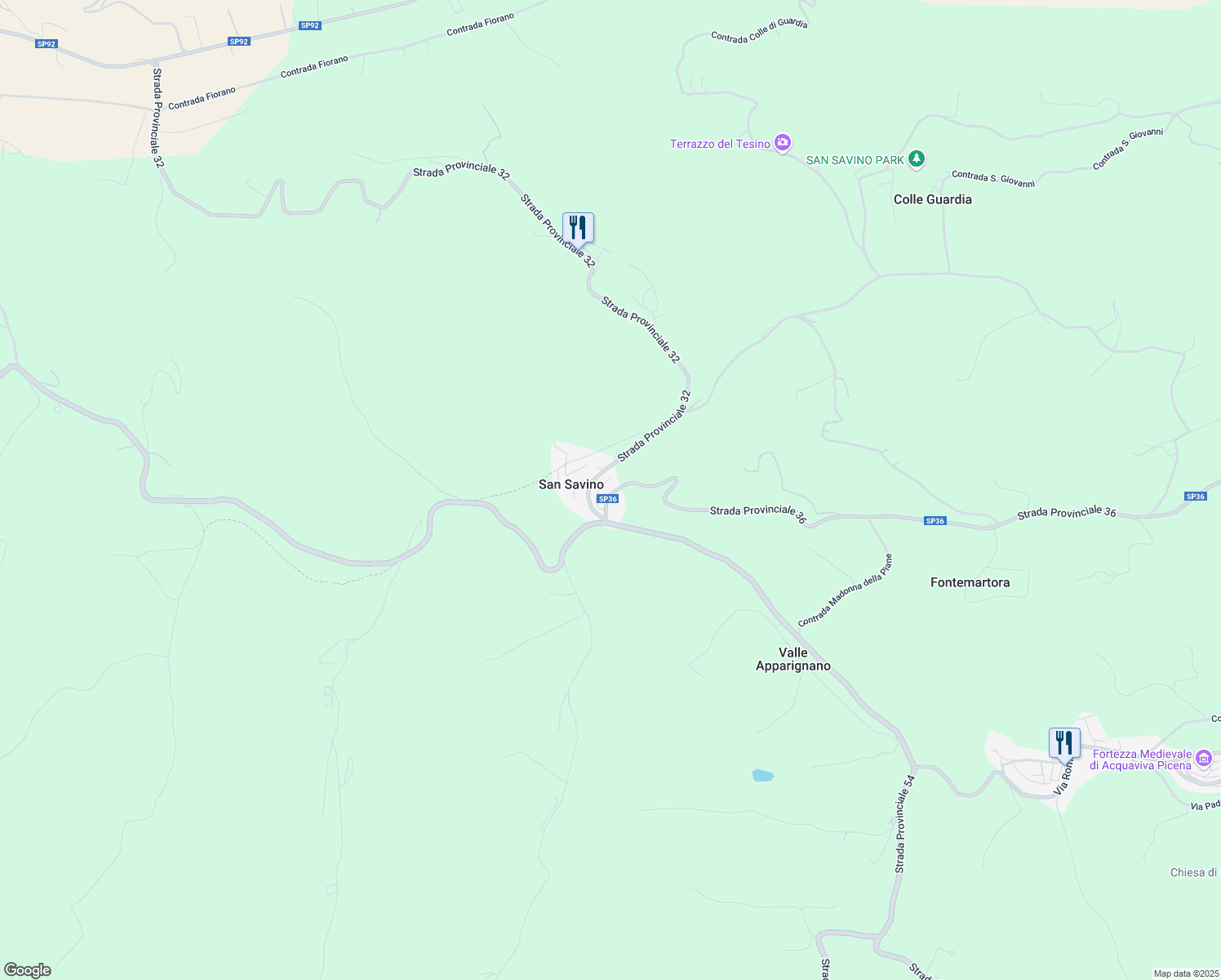 map of restaurants, bars, coffee shops, grocery stores, and more near 8 SP36 in Provincia di Ascoli Piceno