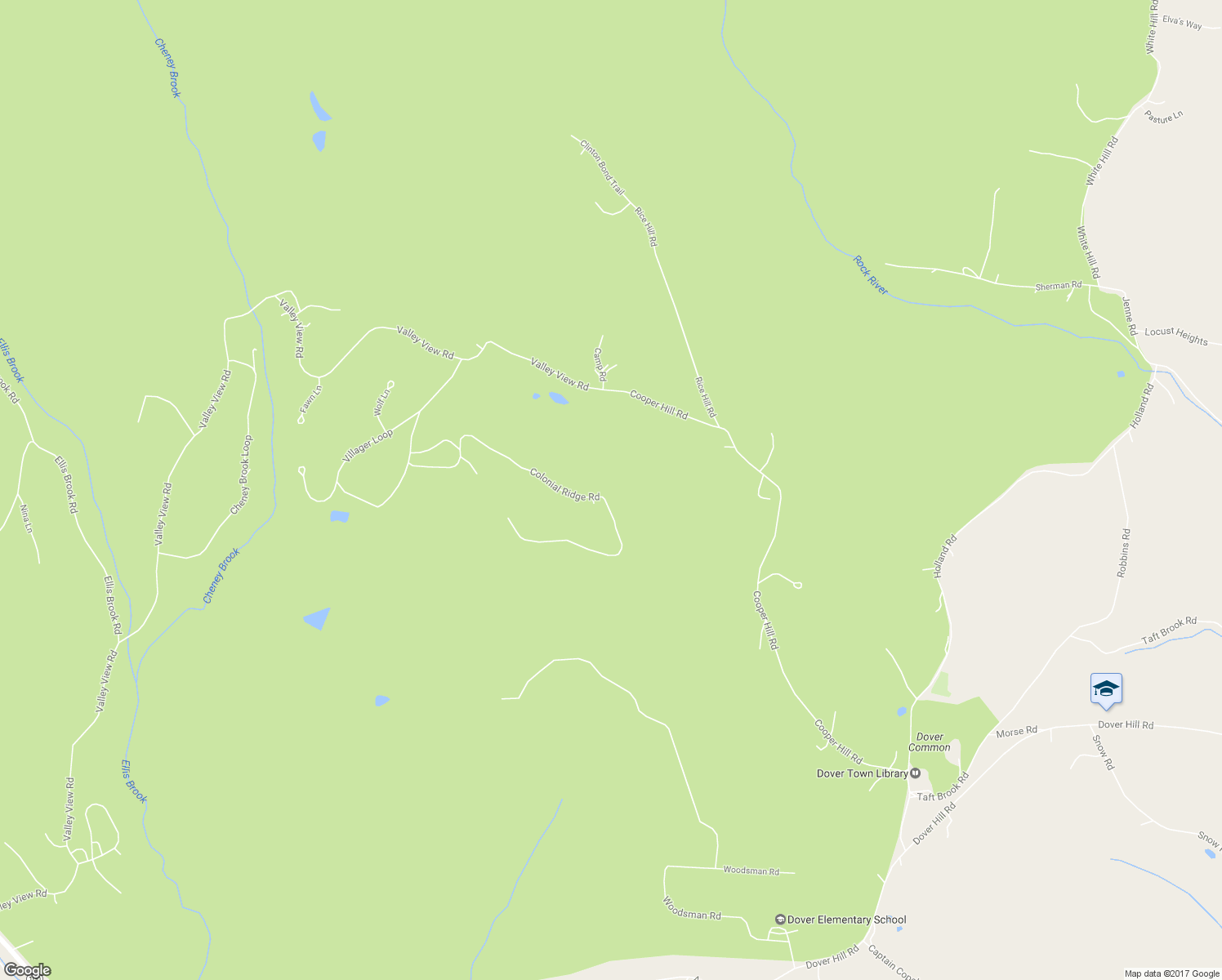 map of restaurants, bars, coffee shops, grocery stores, and more near 67 Colonial Ridge Road in Dover