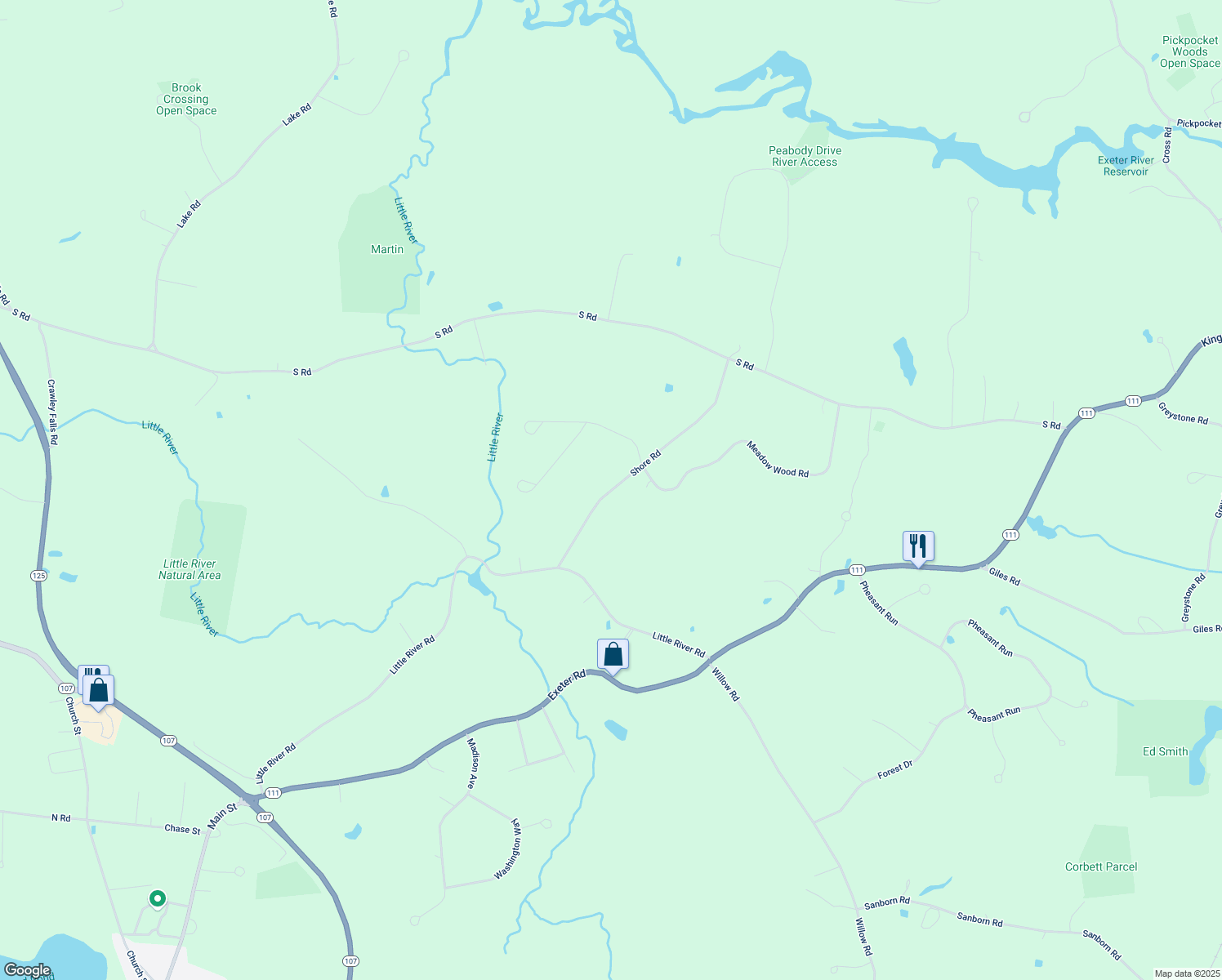 map of restaurants, bars, coffee shops, grocery stores, and more near 14 Shore Road in Kingston