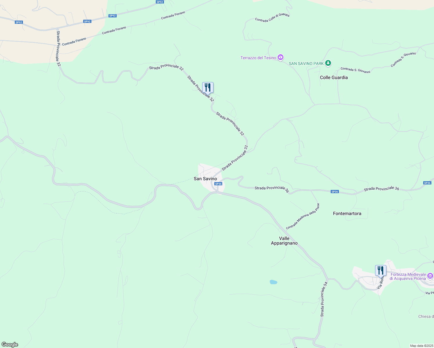 map of restaurants, bars, coffee shops, grocery stores, and more near 8 Strada Provinciale 36 in Provincia di Ascoli Piceno