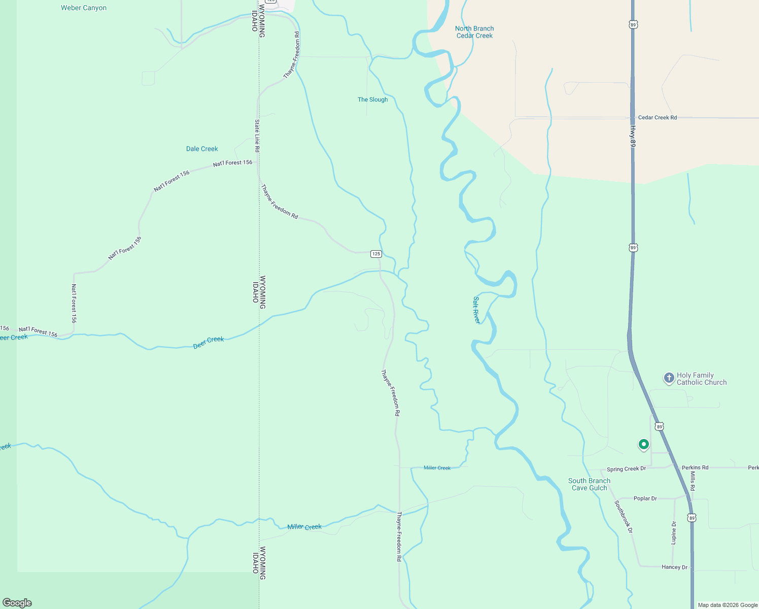 map of restaurants, bars, coffee shops, grocery stores, and more near 3541 County Road 125 in Thayne