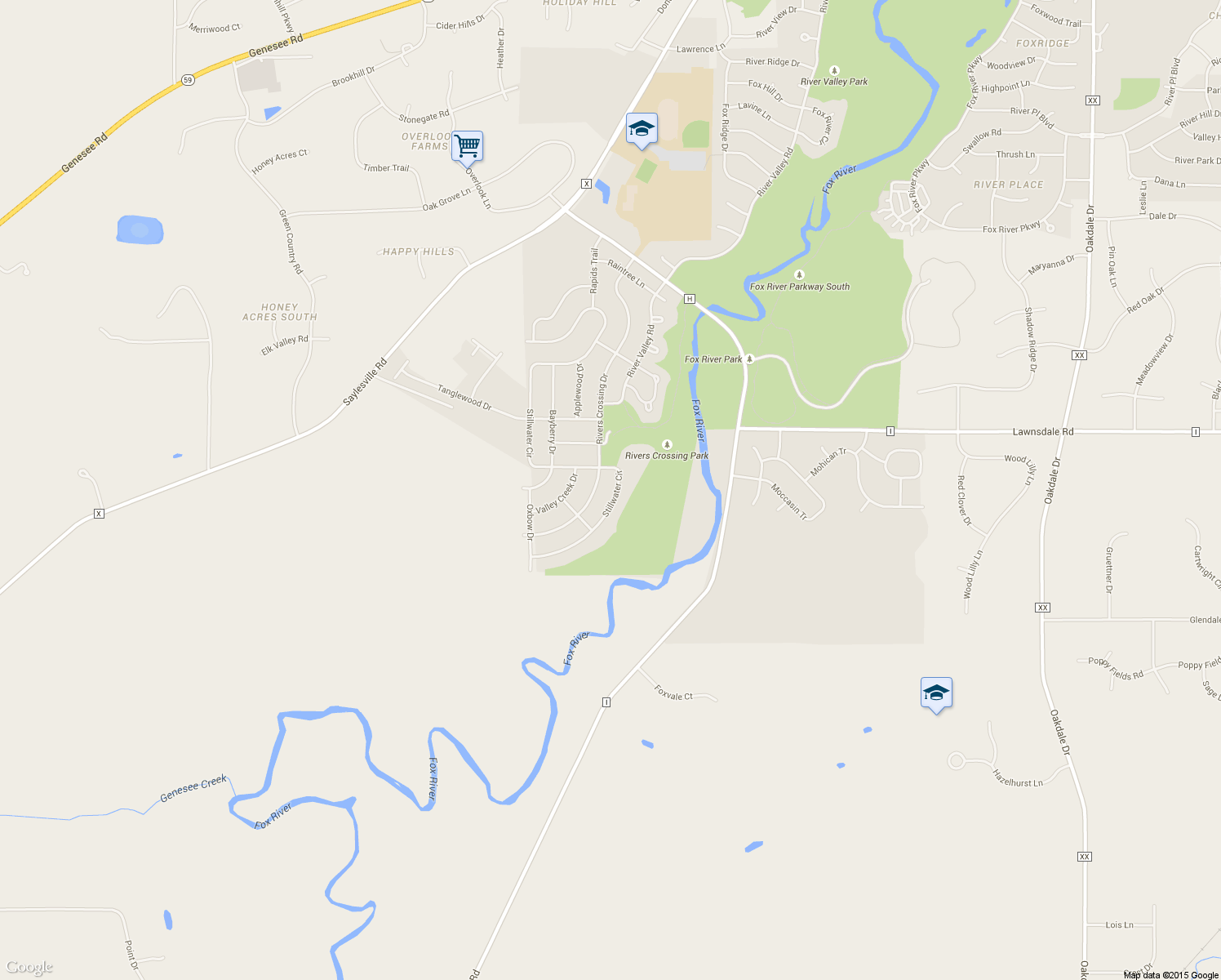 map of restaurants, bars, coffee shops, grocery stores, and more near 4038 Stillwater Circle in Waukesha
