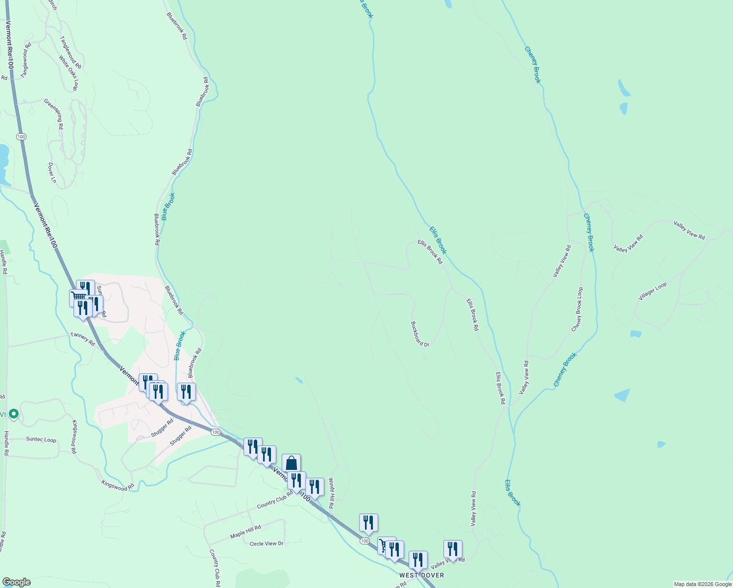 map of restaurants, bars, coffee shops, grocery stores, and more near 35 Johnson Hill Road in Dover
