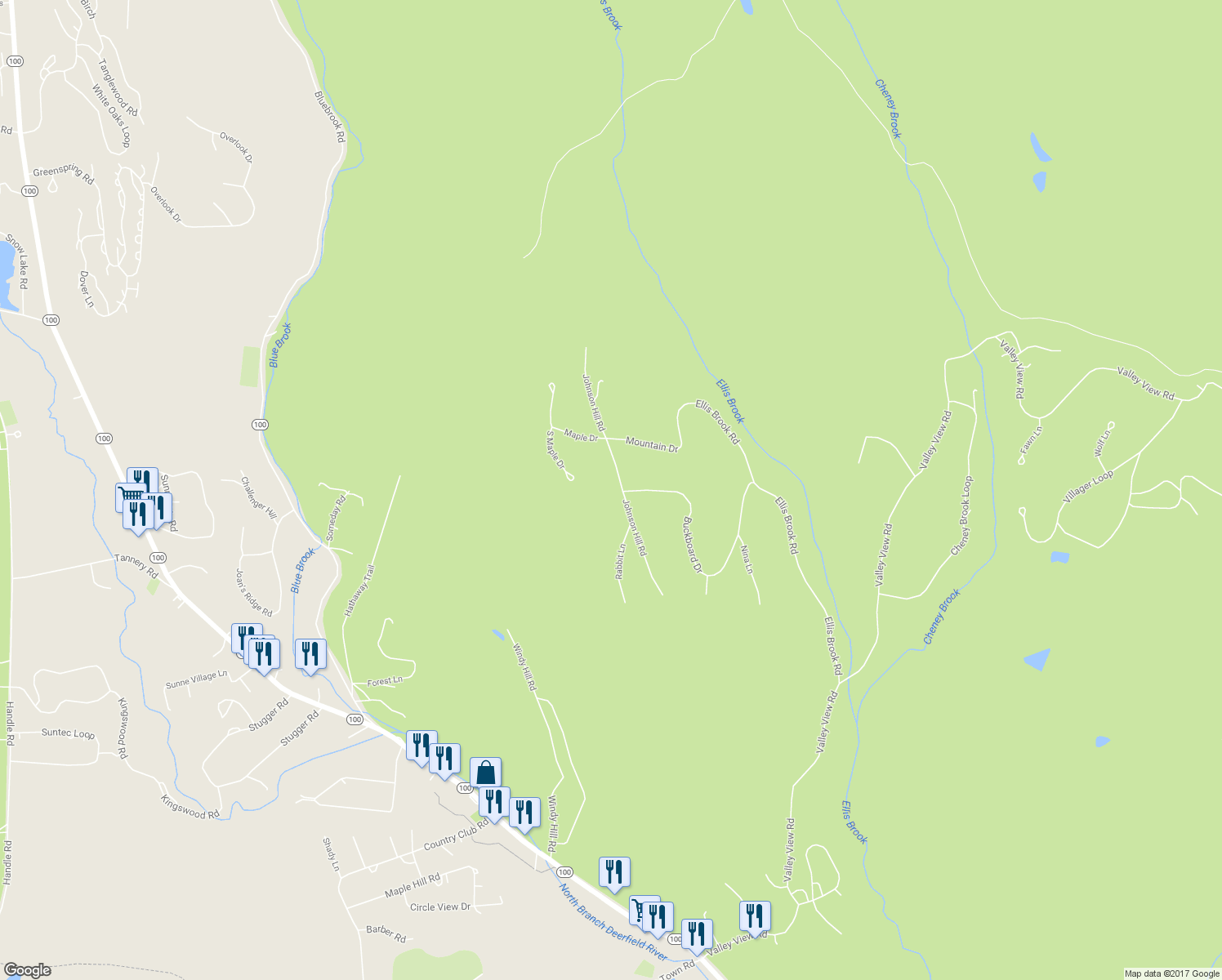 map of restaurants, bars, coffee shops, grocery stores, and more near 35 Johnson Hill Road in Dover