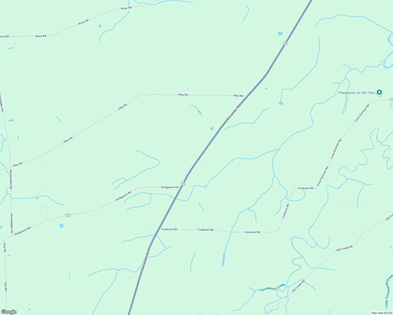 map of restaurants, bars, coffee shops, grocery stores, and more near 9444 Alexander Road in Alexander