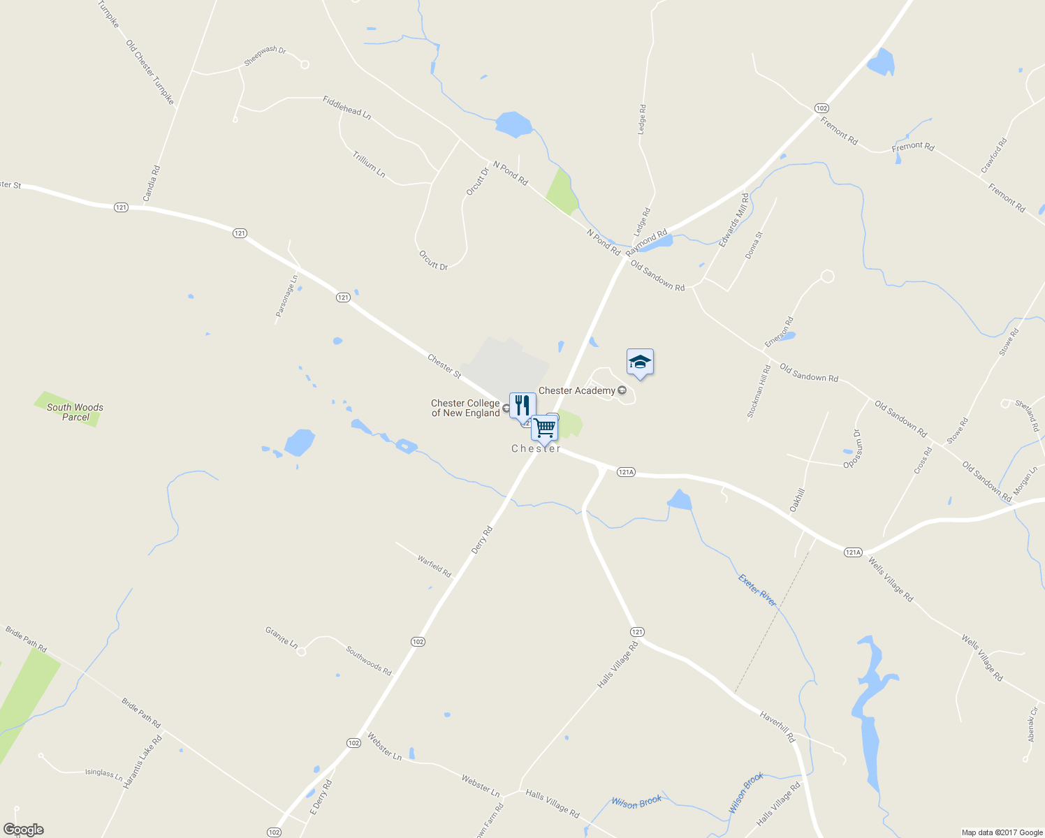 map of restaurants, bars, coffee shops, grocery stores, and more near 39 Chester Street in Chester