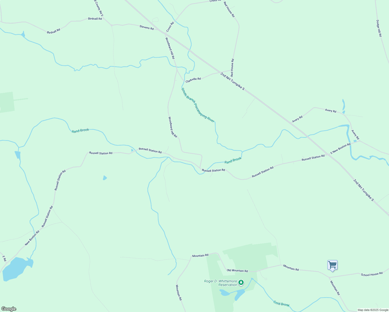 map of restaurants, bars, coffee shops, grocery stores, and more near 646 Woodward Hill Road in Francestown
