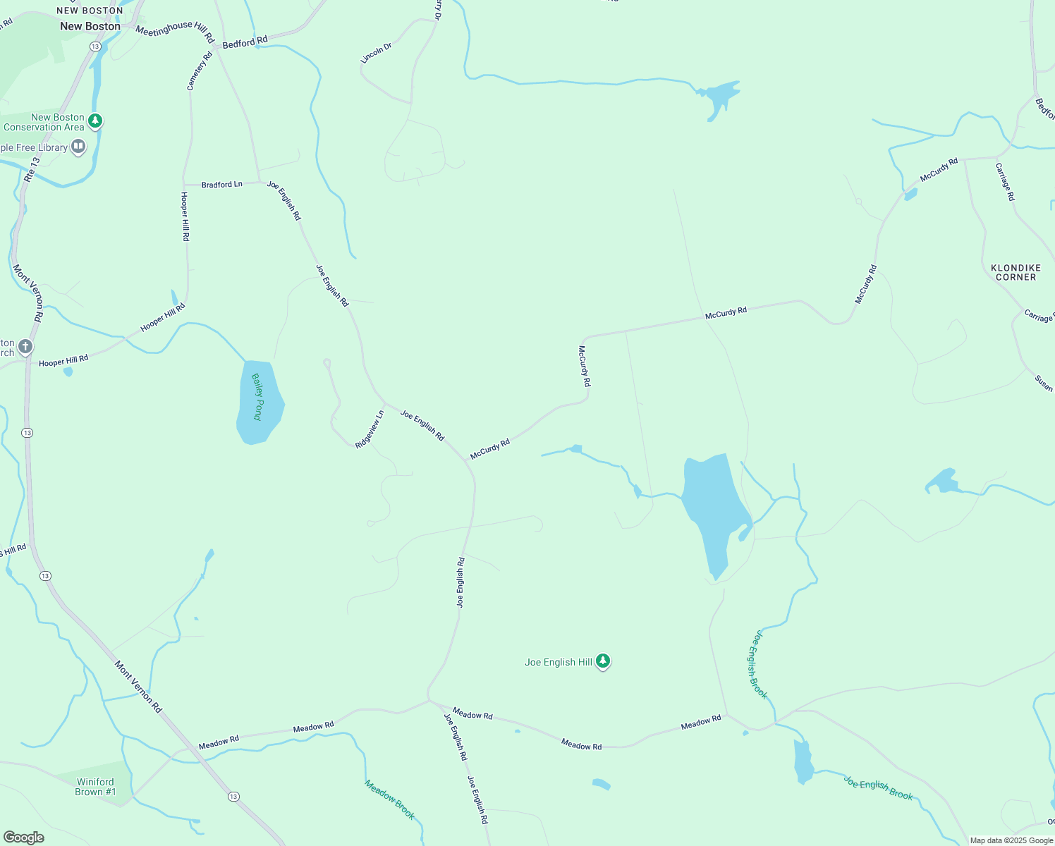 map of restaurants, bars, coffee shops, grocery stores, and more near 63 McCurdy Road in New Boston