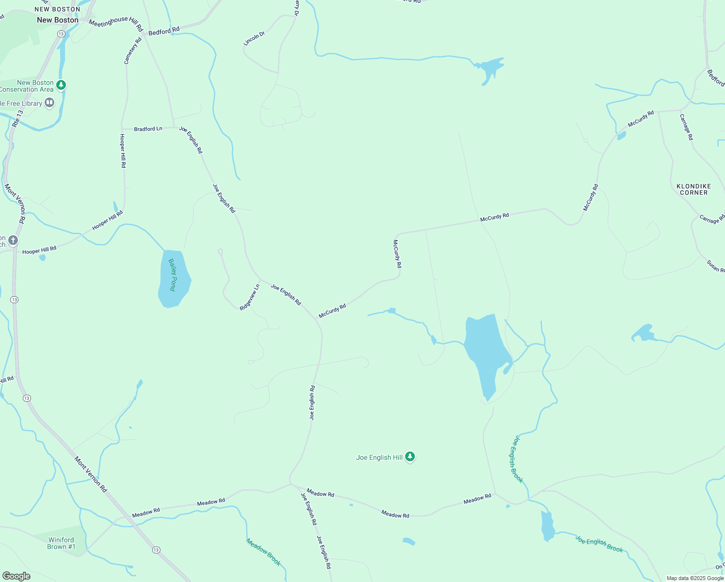 map of restaurants, bars, coffee shops, grocery stores, and more near 63 McCurdy Road in New Boston
