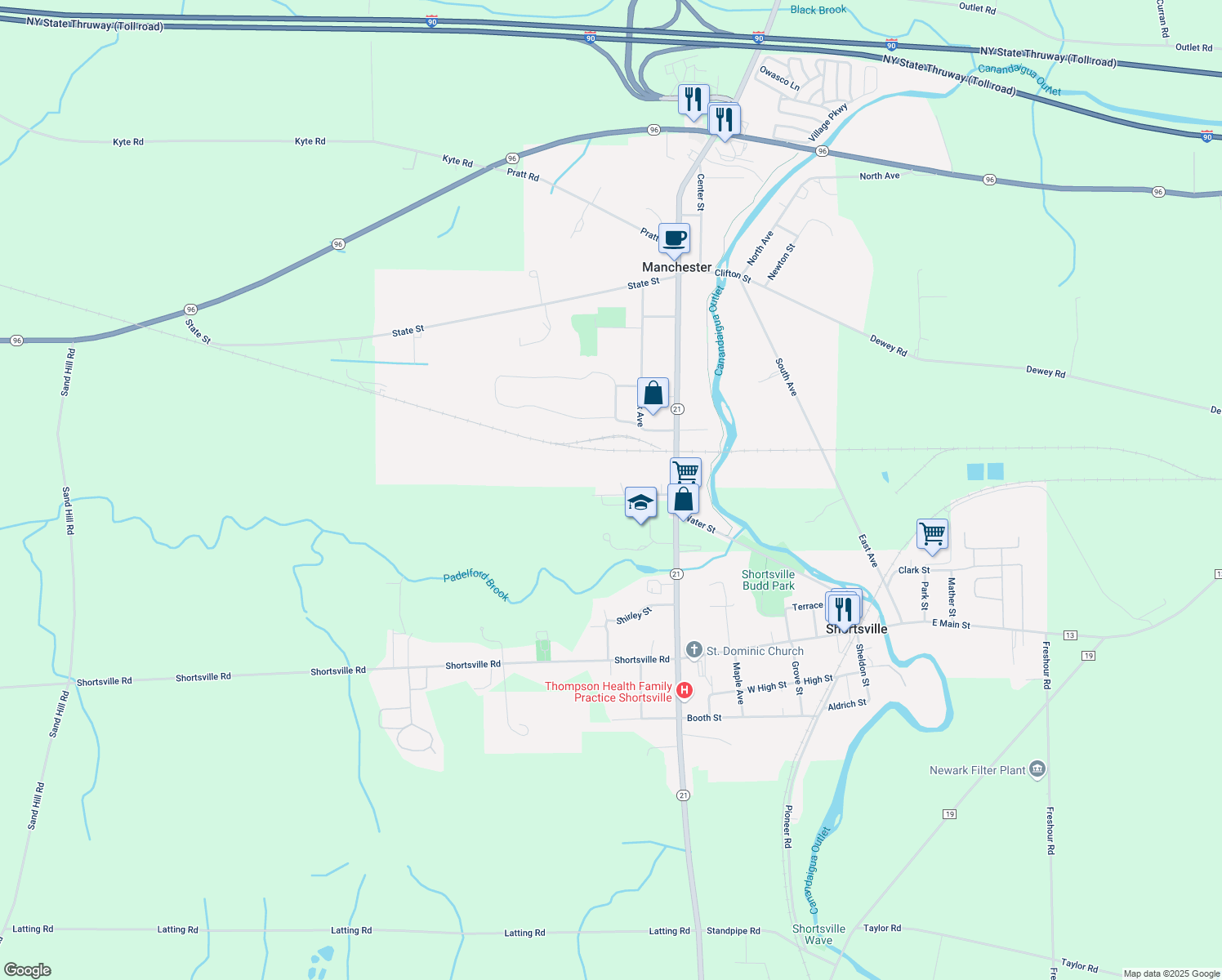 map of restaurants, bars, coffee shops, grocery stores, and more near 18 Lehigh Avenue in Manchester