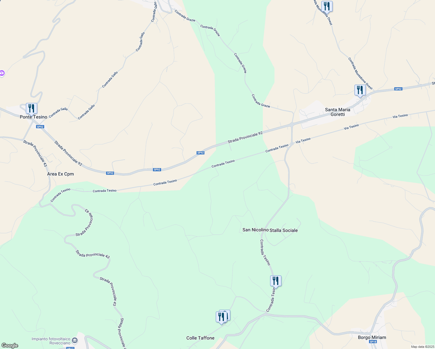 map of restaurants, bars, coffee shops, grocery stores, and more near 46 Contrada Tesino in Provincia di Ascoli Piceno