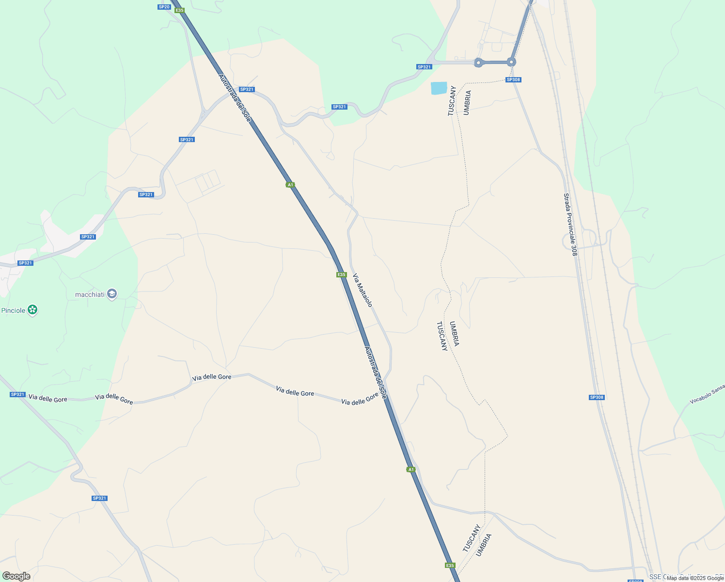 map of restaurants, bars, coffee shops, grocery stores, and more near Via Maltaiolo in Provincia di Siena