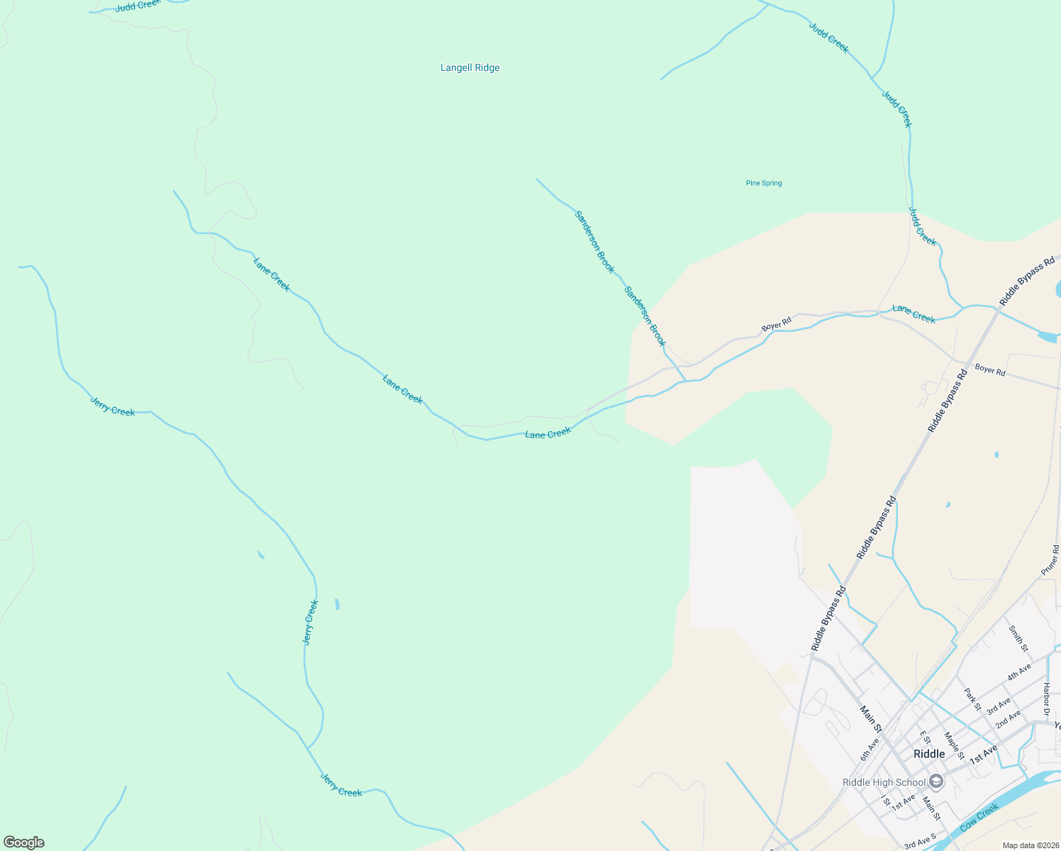 map of restaurants, bars, coffee shops, grocery stores, and more near 2100 Boyer Road in Riddle