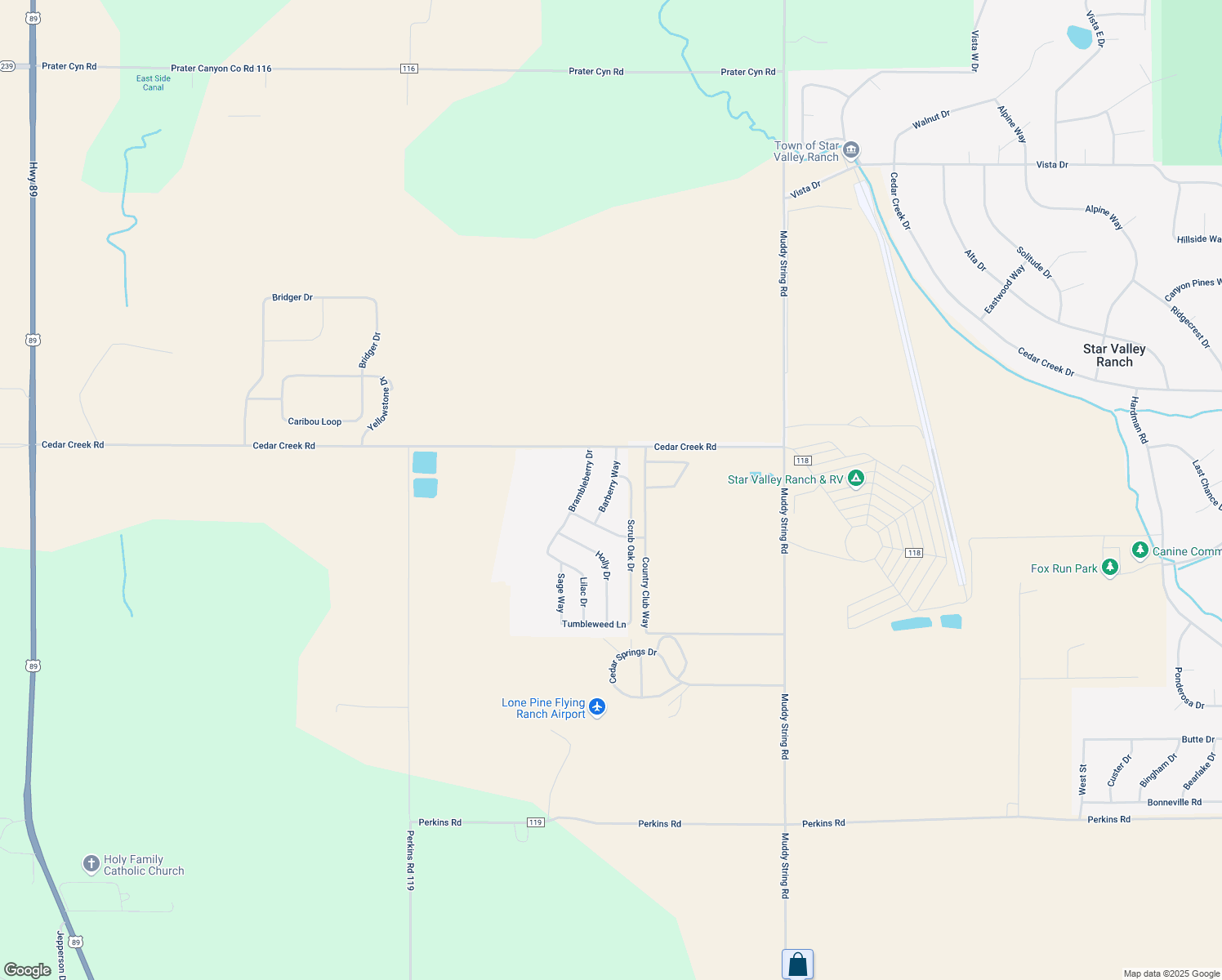map of restaurants, bars, coffee shops, grocery stores, and more near Barberry Way in Star Valley Ranch