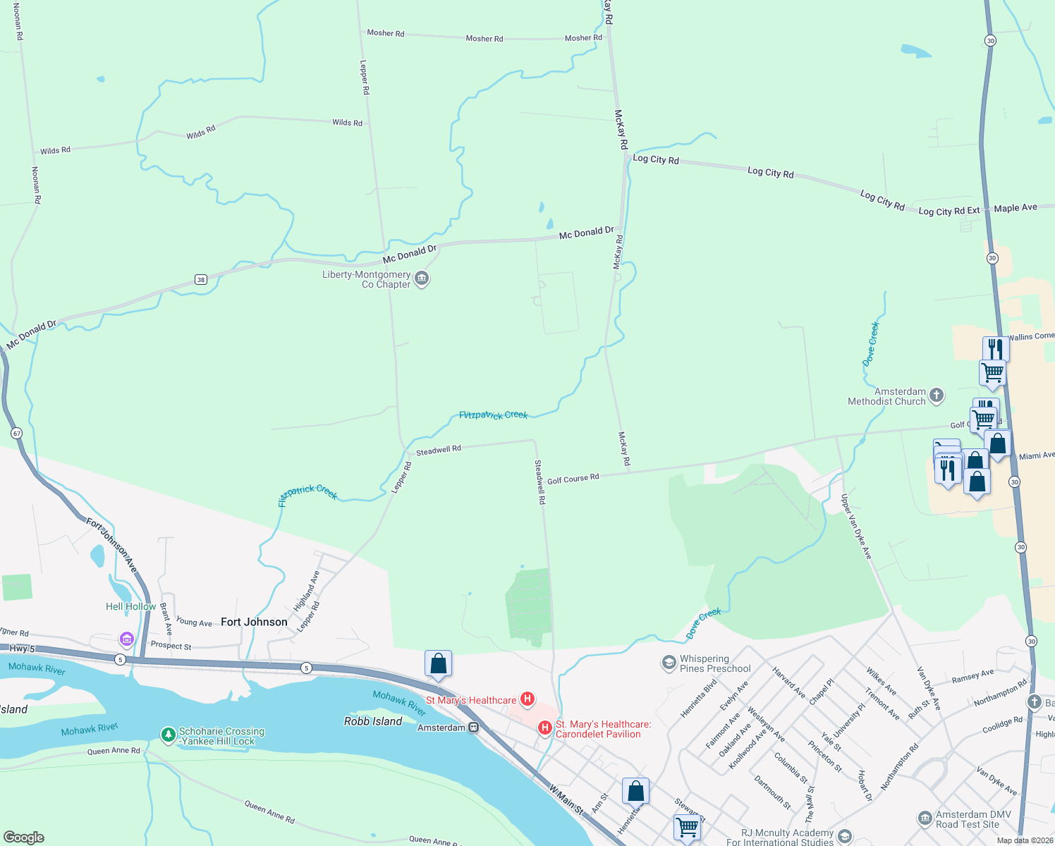 map of restaurants, bars, coffee shops, grocery stores, and more near 177 Steadwell Road in Amsterdam
