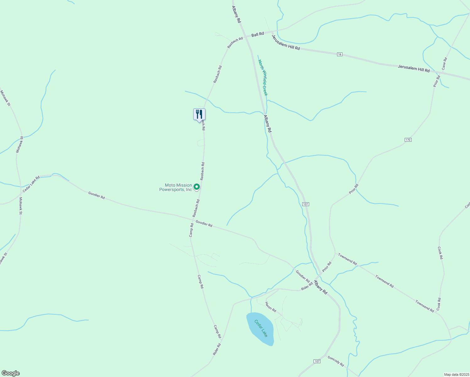 map of restaurants, bars, coffee shops, grocery stores, and more near in Clayville