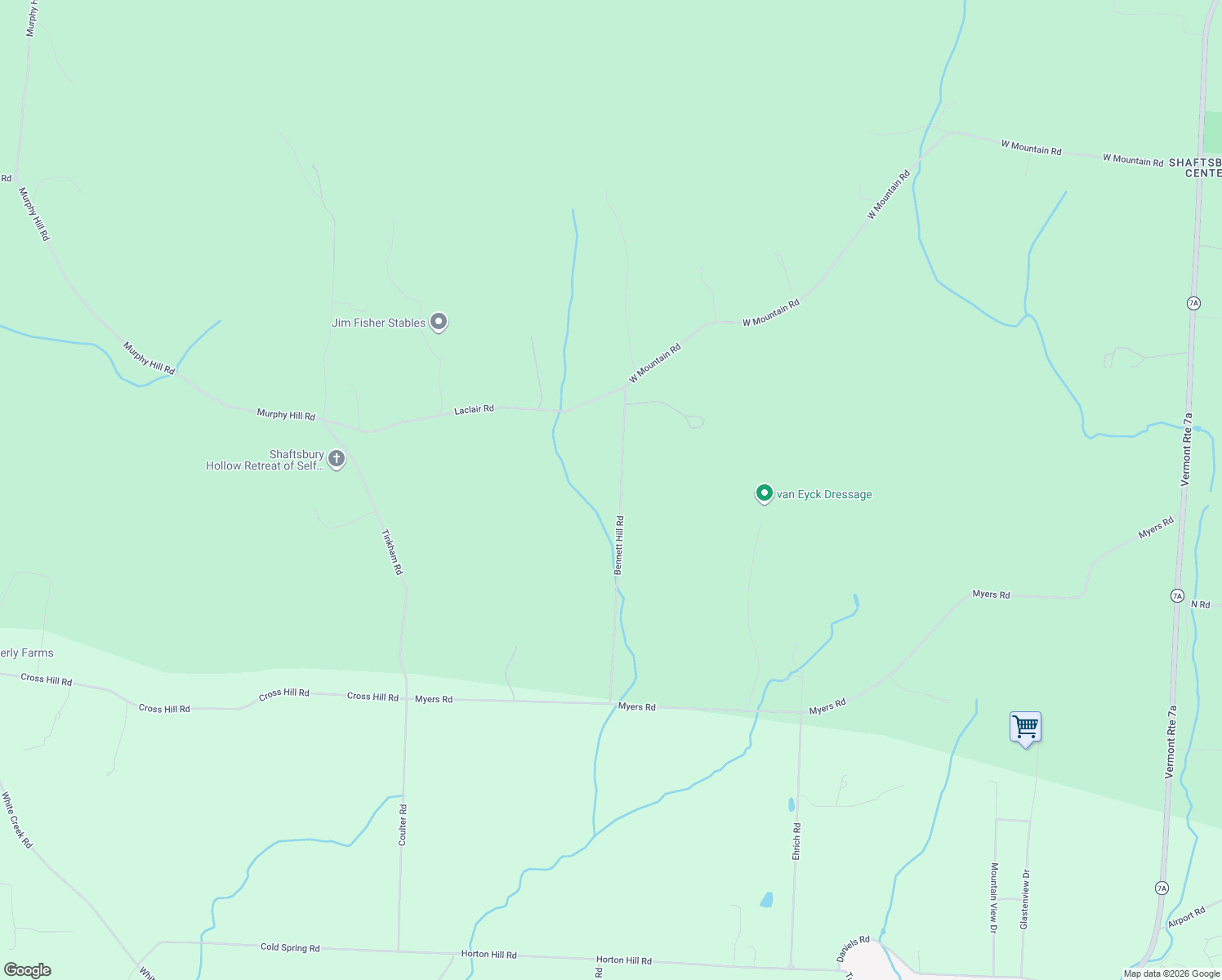 map of restaurants, bars, coffee shops, grocery stores, and more near 557 Bennett Hill Rd in Shaftsbury