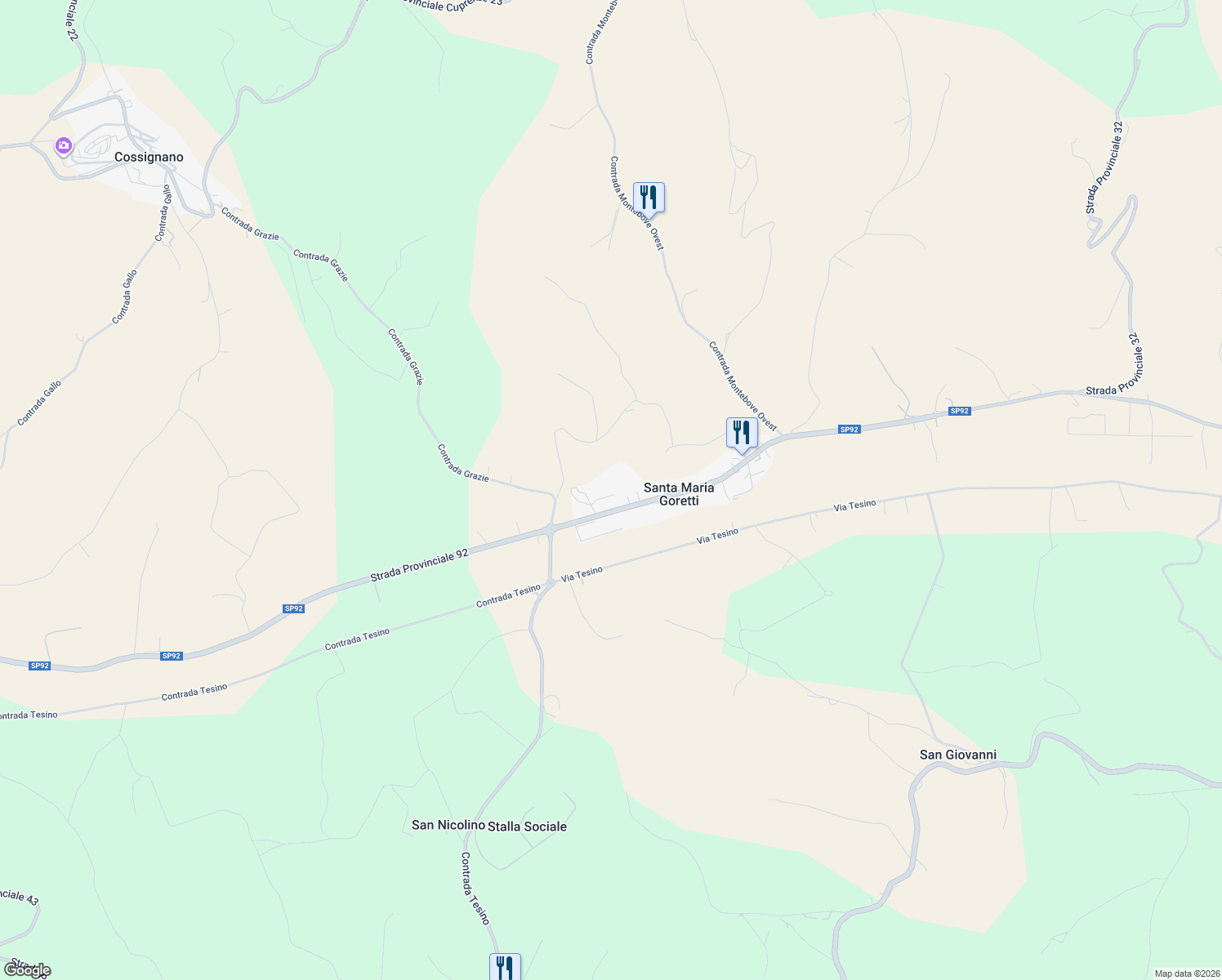 map of restaurants, bars, coffee shops, grocery stores, and more near 25 Via Palmiro Togliatti in Santa Maria Goretti