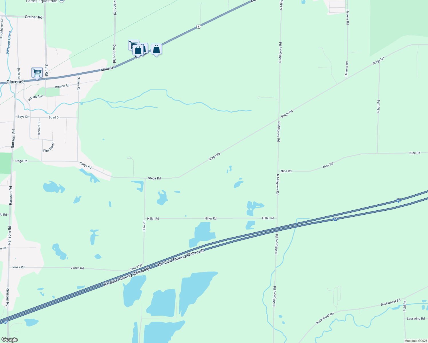 map of restaurants, bars, coffee shops, grocery stores, and more near 11355 Stage Rd in Akron