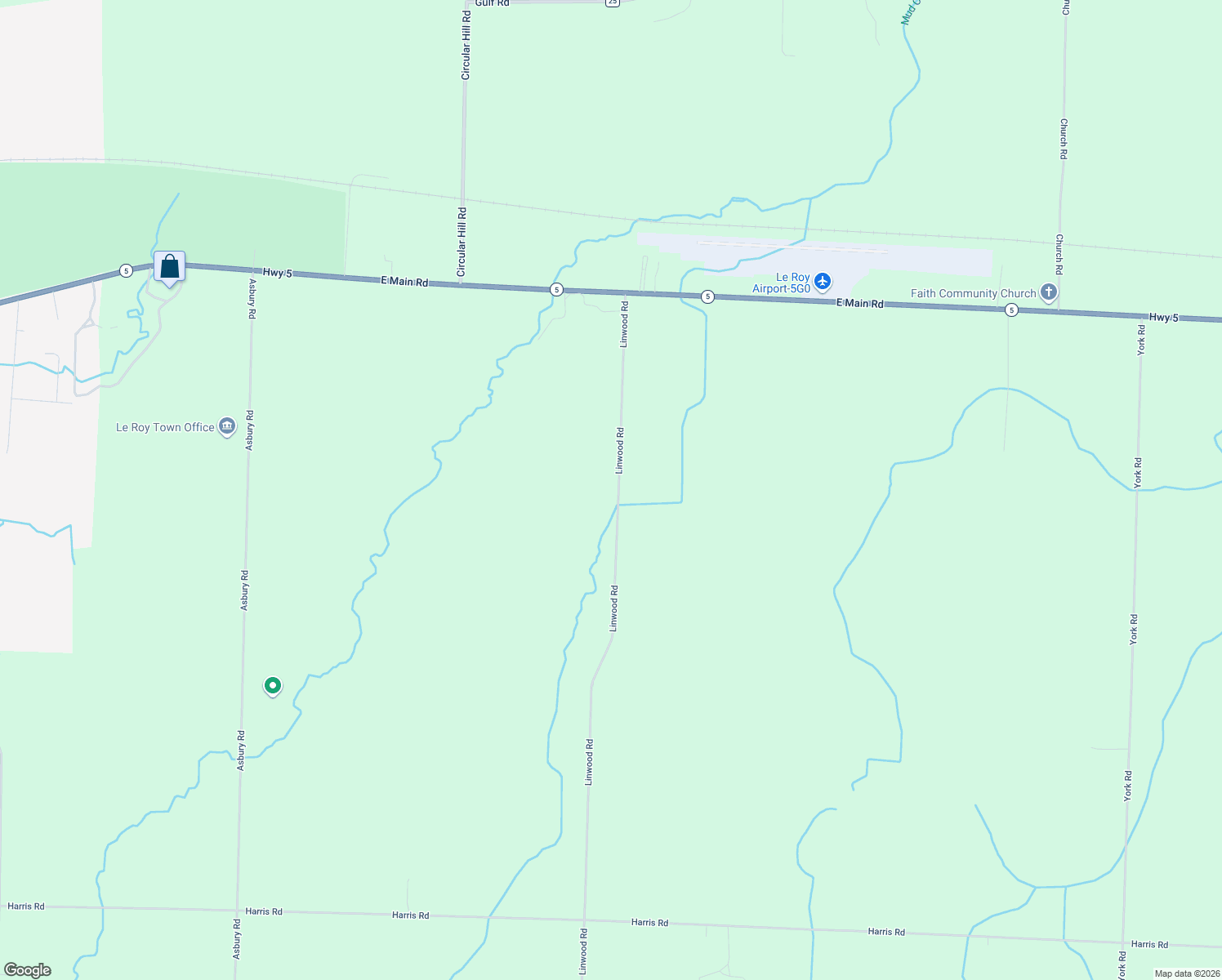 map of restaurants, bars, coffee shops, grocery stores, and more near 9108 Linwood Rd in Le Roy