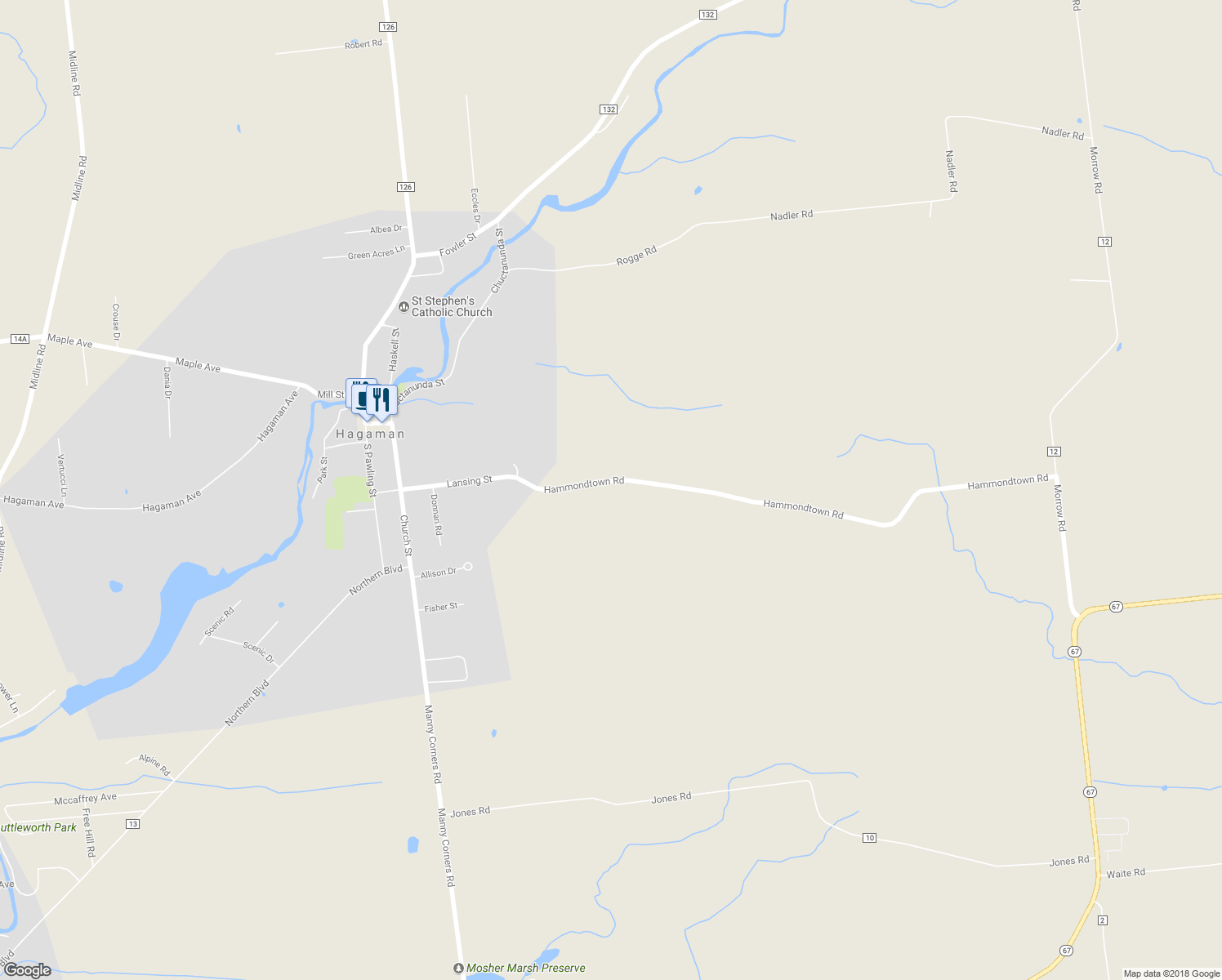 map of restaurants, bars, coffee shops, grocery stores, and more near 146 Hammondtown Road in Amsterdam