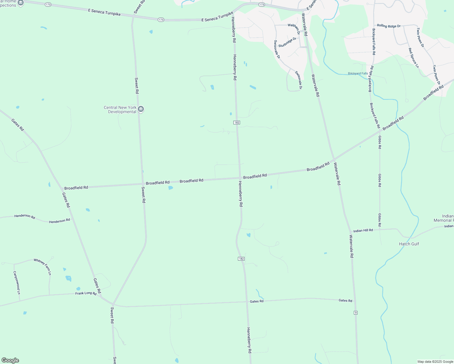 map of restaurants, bars, coffee shops, grocery stores, and more near 7514 Broadfield Rd in Manlius