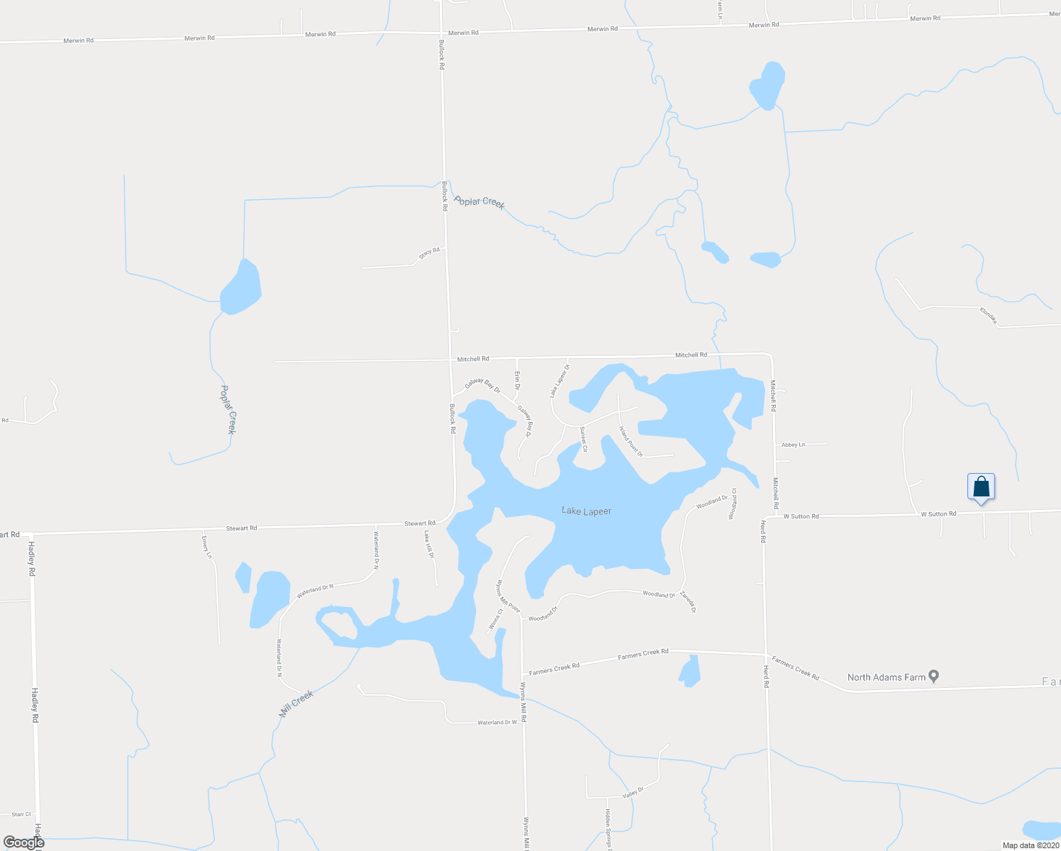 map of restaurants, bars, coffee shops, grocery stores, and more near 2920 Galway Bay Drive in Metamora