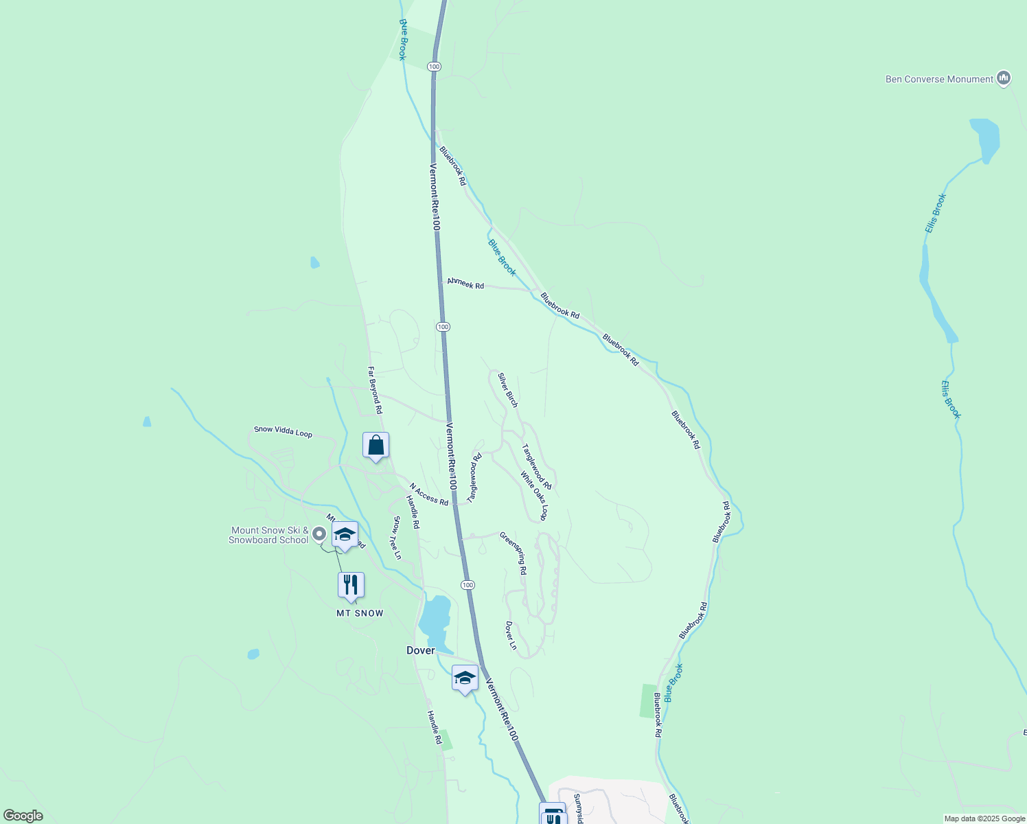 map of restaurants, bars, coffee shops, grocery stores, and more near 40B Silver Birch in Dover