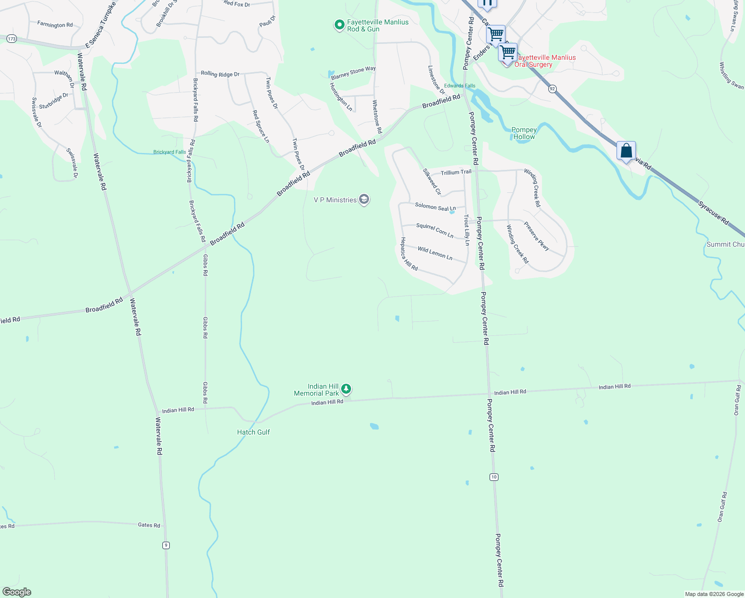 map of restaurants, bars, coffee shops, grocery stores, and more near 4261 Trout Lilly Ln in Manlius