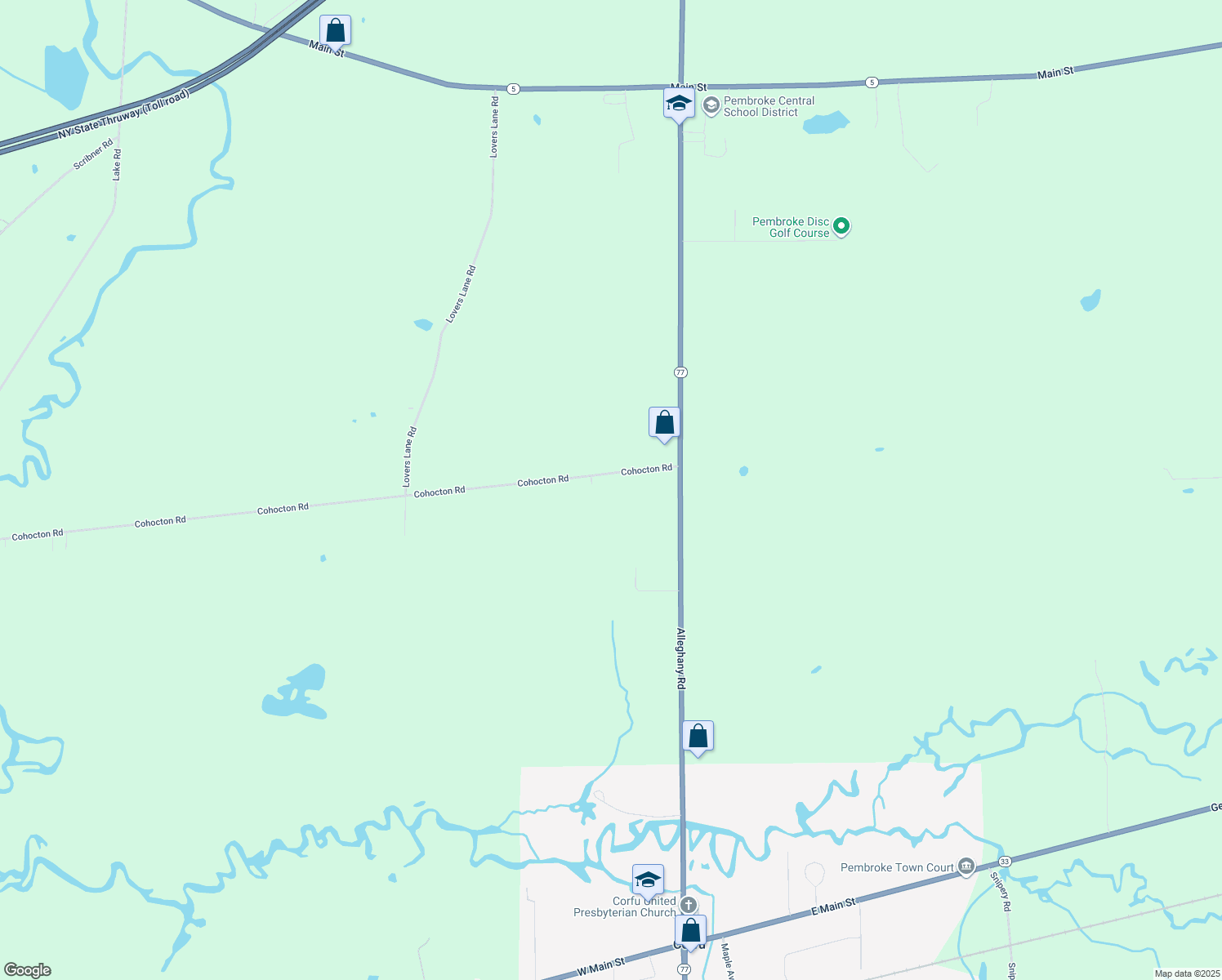 map of restaurants, bars, coffee shops, grocery stores, and more near 1094 Cohocton Road in Corfu