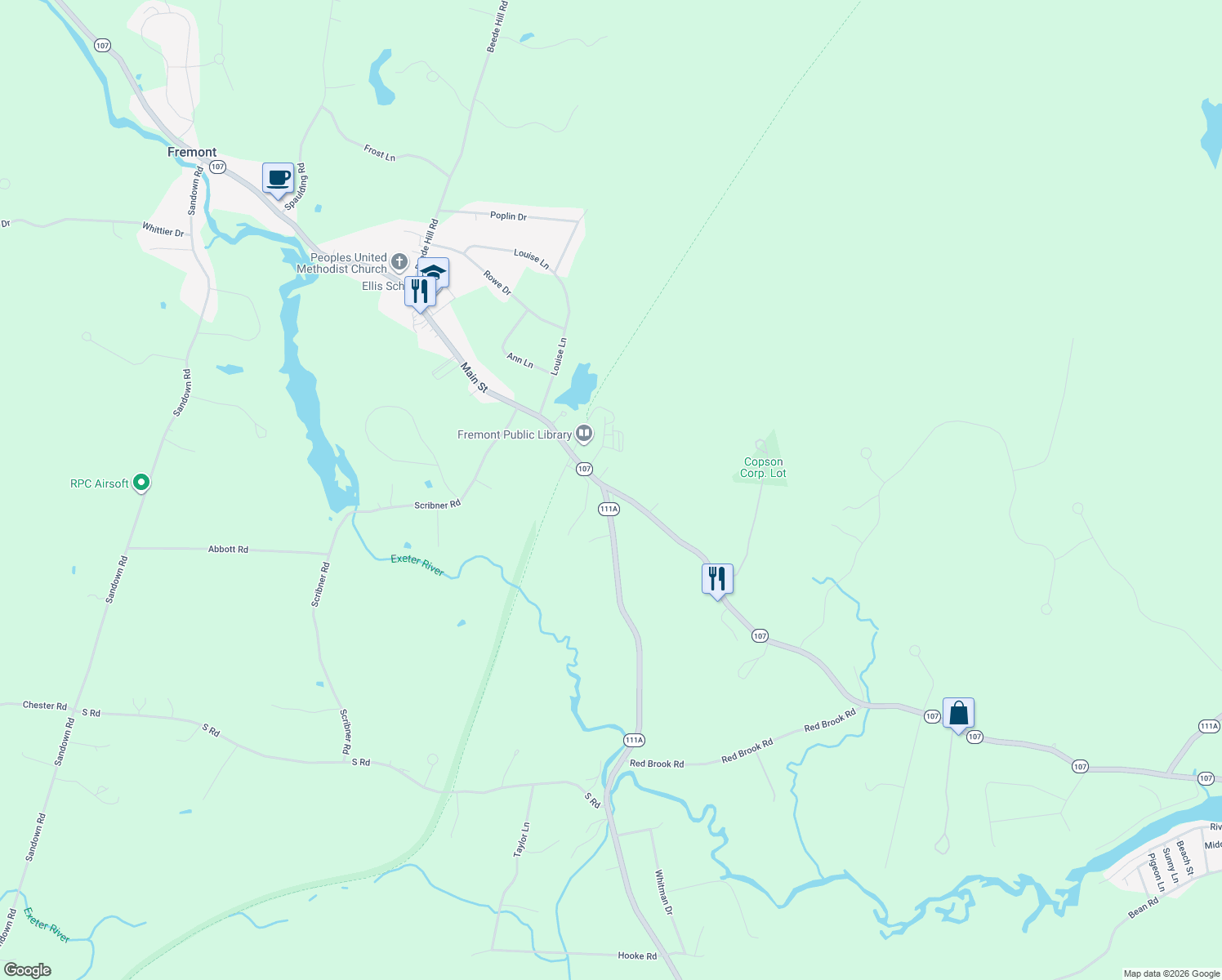 map of restaurants, bars, coffee shops, grocery stores, and more near 601 Main Street in Fremont