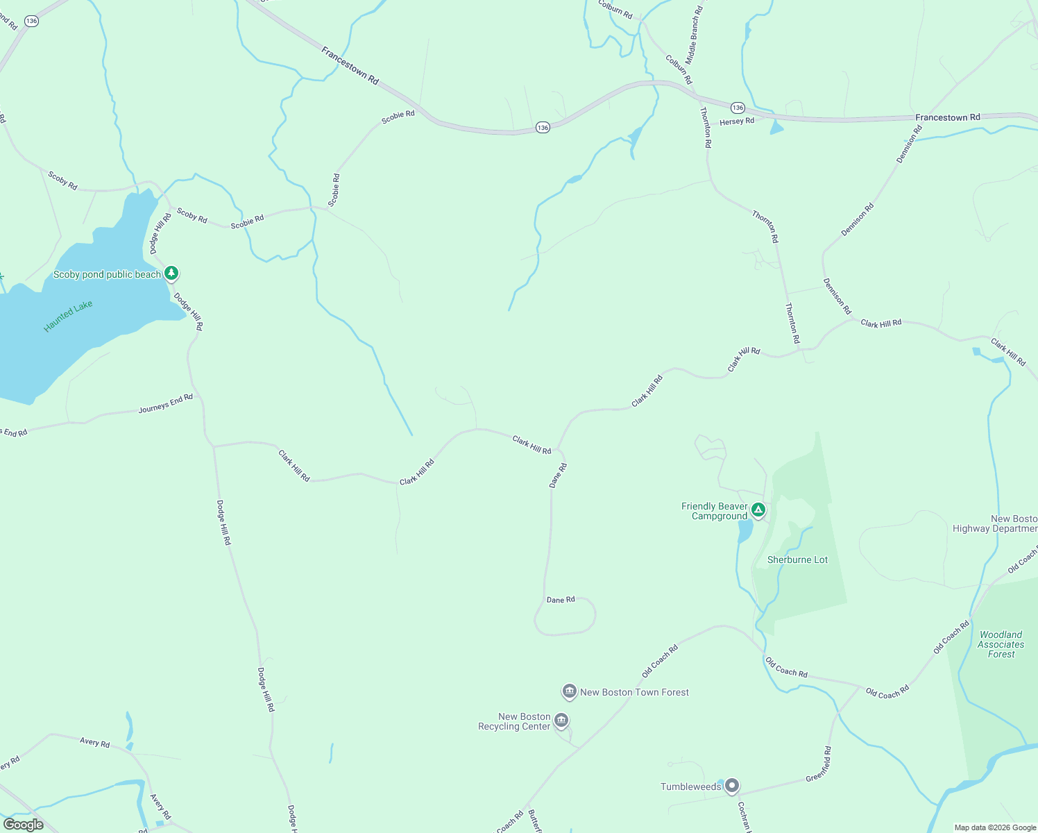 map of restaurants, bars, coffee shops, grocery stores, and more near 420 Clark Hill Road in New Boston