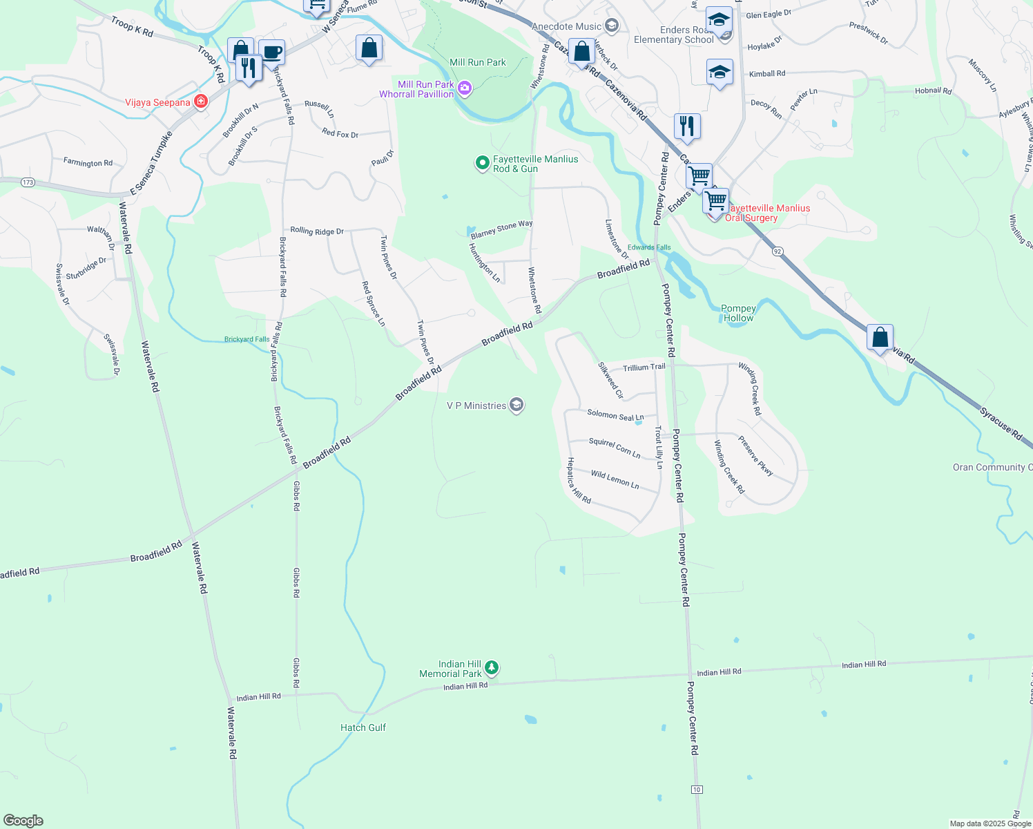 map of restaurants, bars, coffee shops, grocery stores, and more near in Manlius