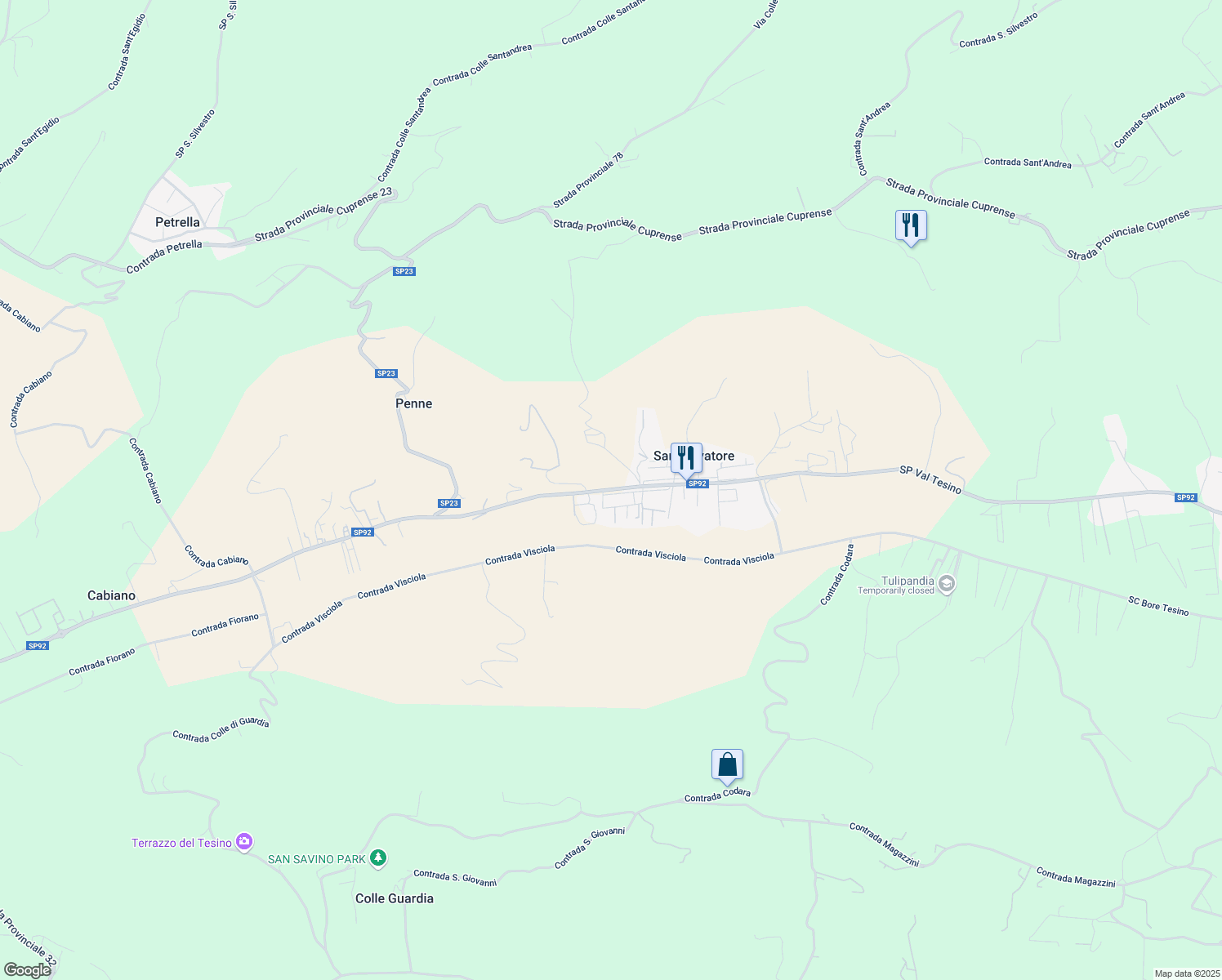 map of restaurants, bars, coffee shops, grocery stores, and more near 46 contrada tesino in Provincia di Ascoli Piceno