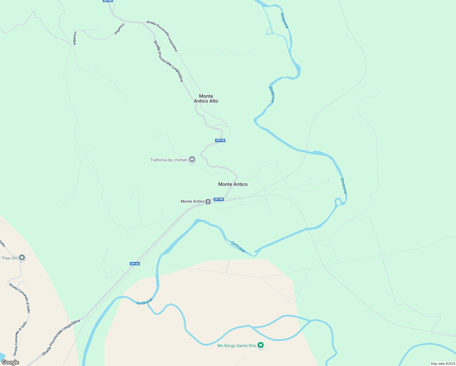 map of restaurants, bars, coffee shops, grocery stores, and more near 24 Strada Provinciale Leopoldina in Monte Antico